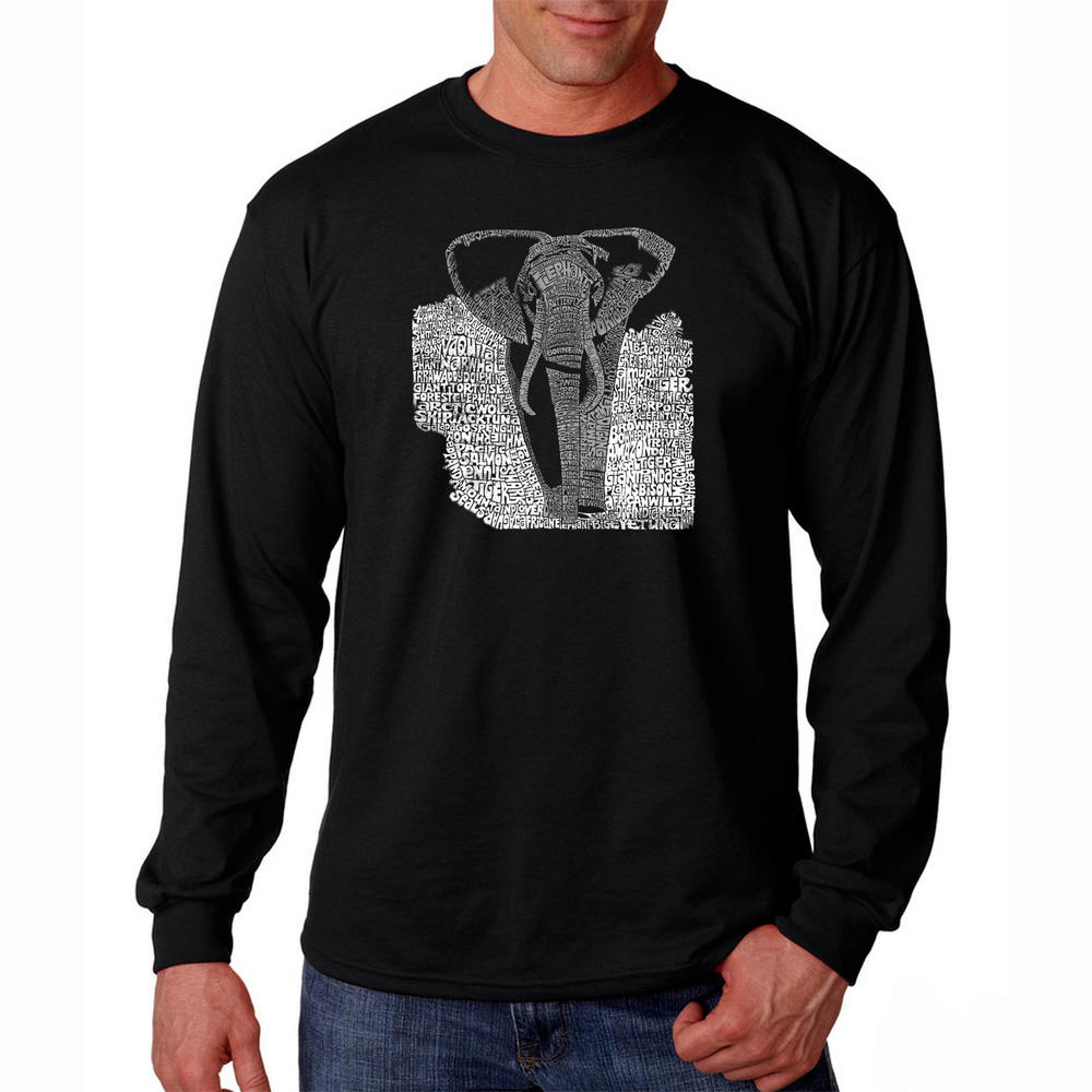 Los Angeles Pop Art Men's Word Art Long Sleeve T-Shirt - Elephant