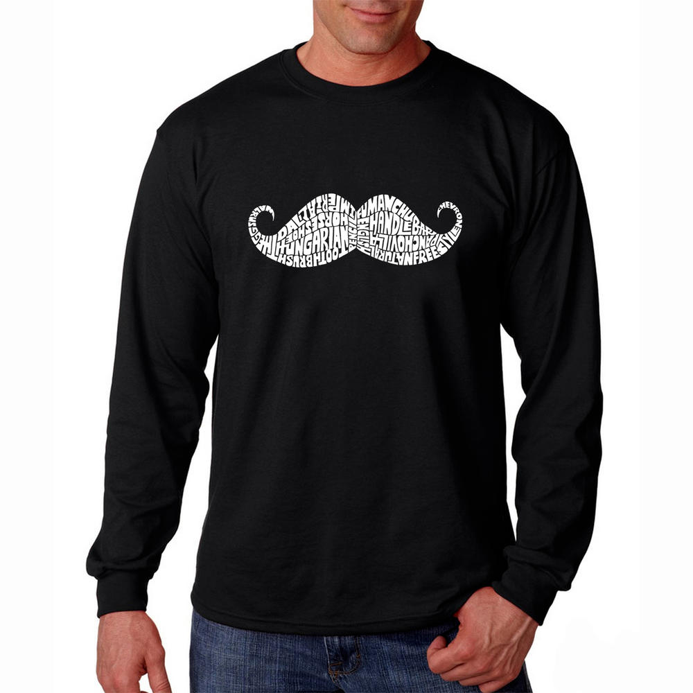 Los Angeles Pop Art Men's Word Art Long Sleeve T-Shirt - Ways to Style a Moustache