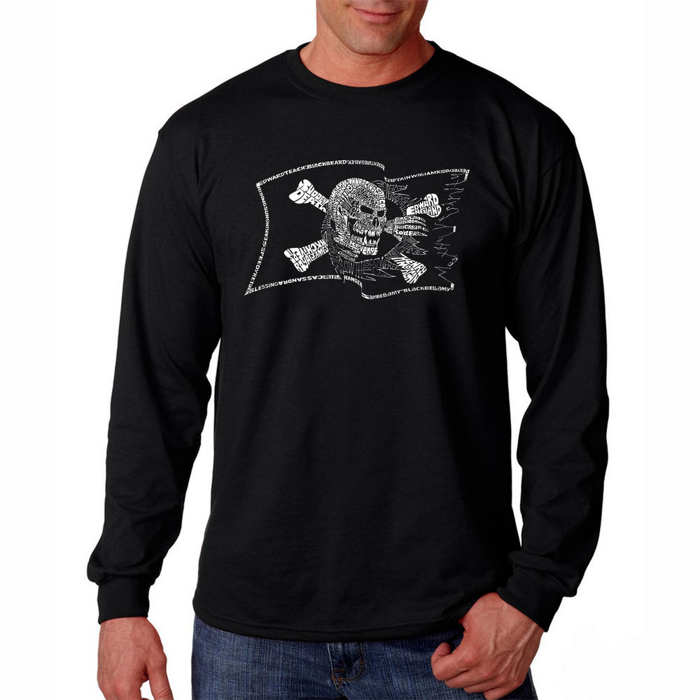Los Angeles Pop Art Men's Word Art Long Sleeve T-Shirt - Famous Pirate Captains and Ships
