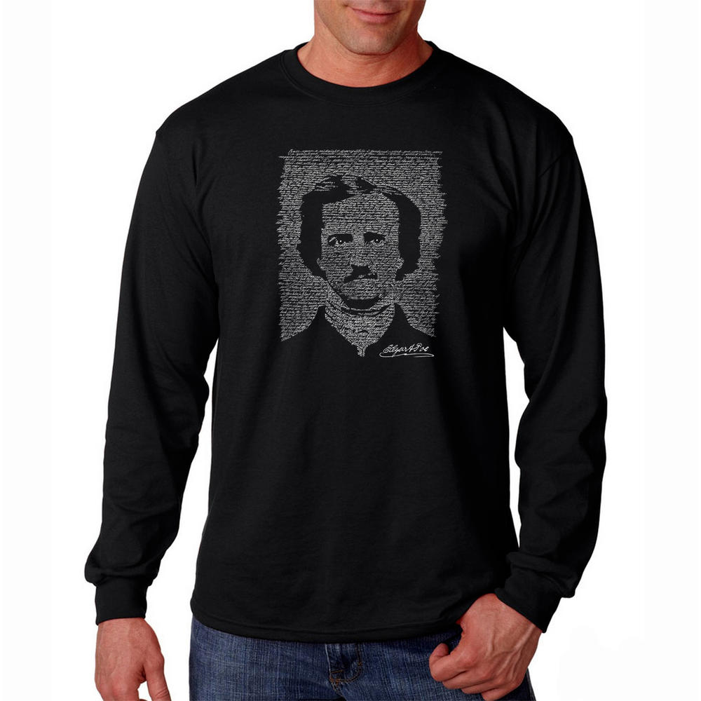 Los Angeles Pop Art Men's Word Art Long Sleeve T-Shirt - Edgar Allen Poe - The Raven