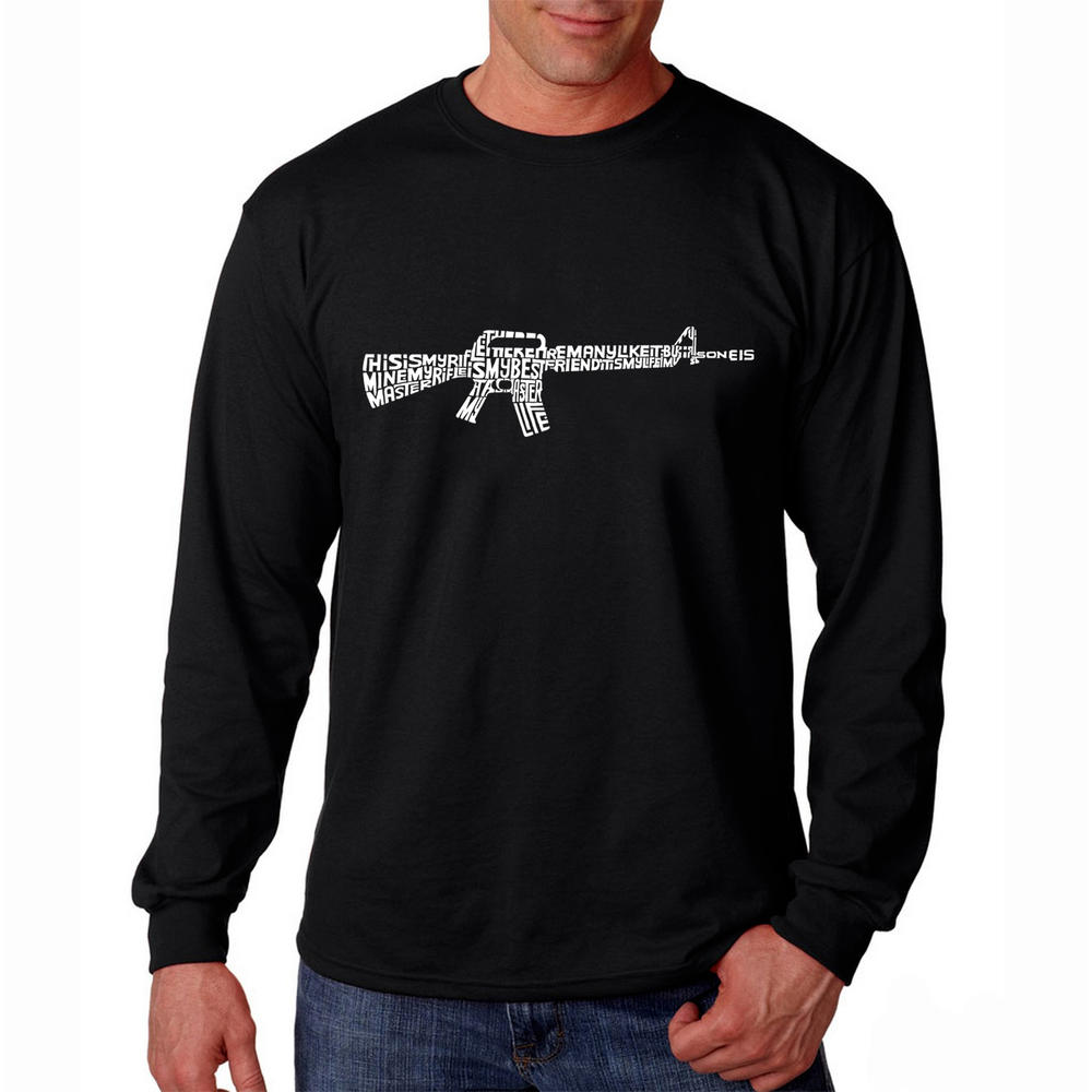 Los Angeles Pop Art Men's Word Art Long Sleeve T-Shirt - The First Few Lines of The Riflemans Creed