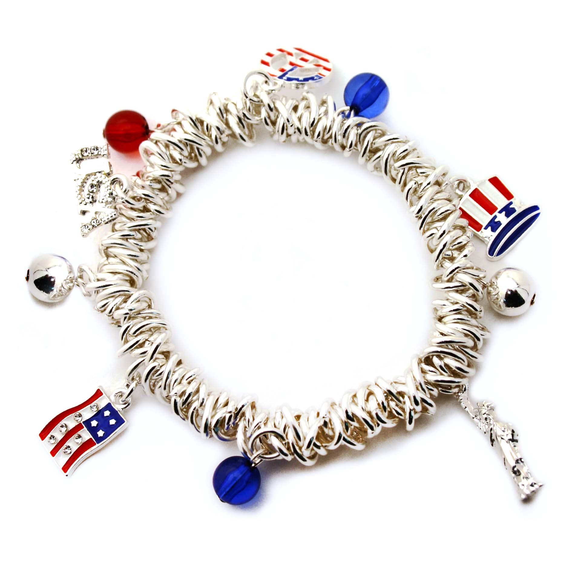 Joe Boxer Junior's Patriotic Charm Bracelet - Silvertone