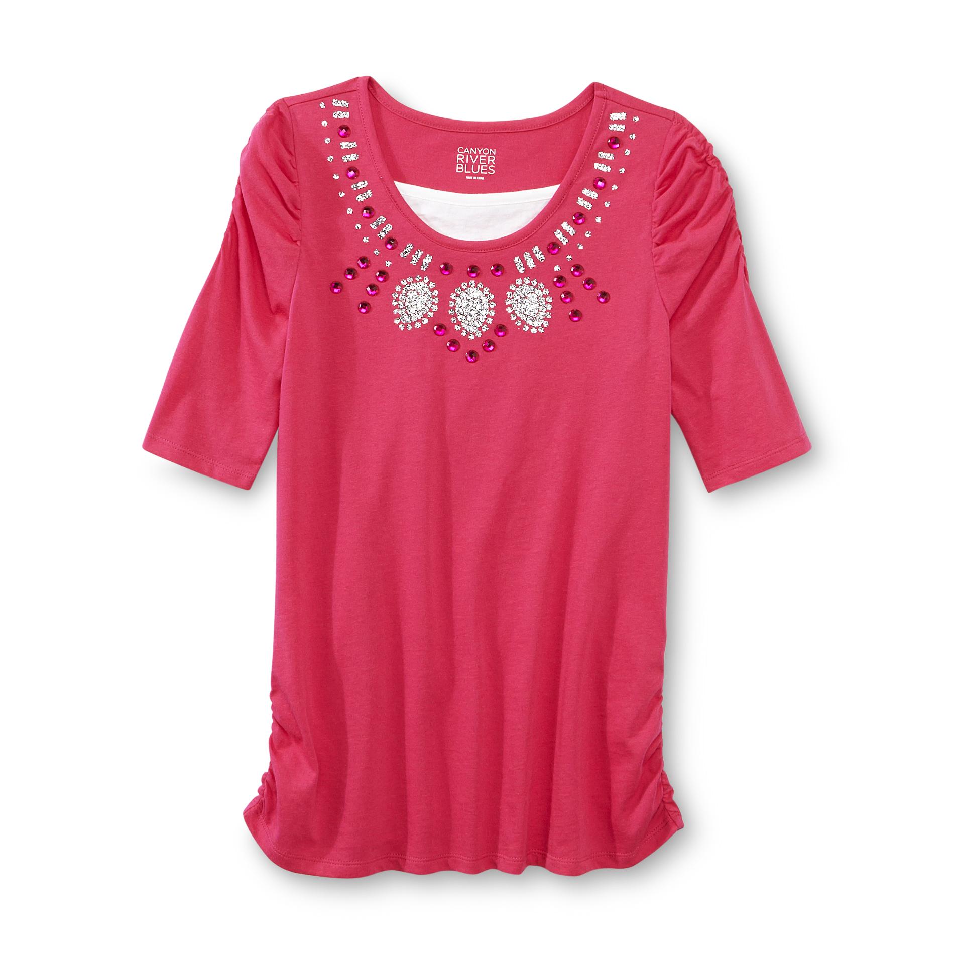 Canyon River Blues Girl's Embellished Layered Look Shirt