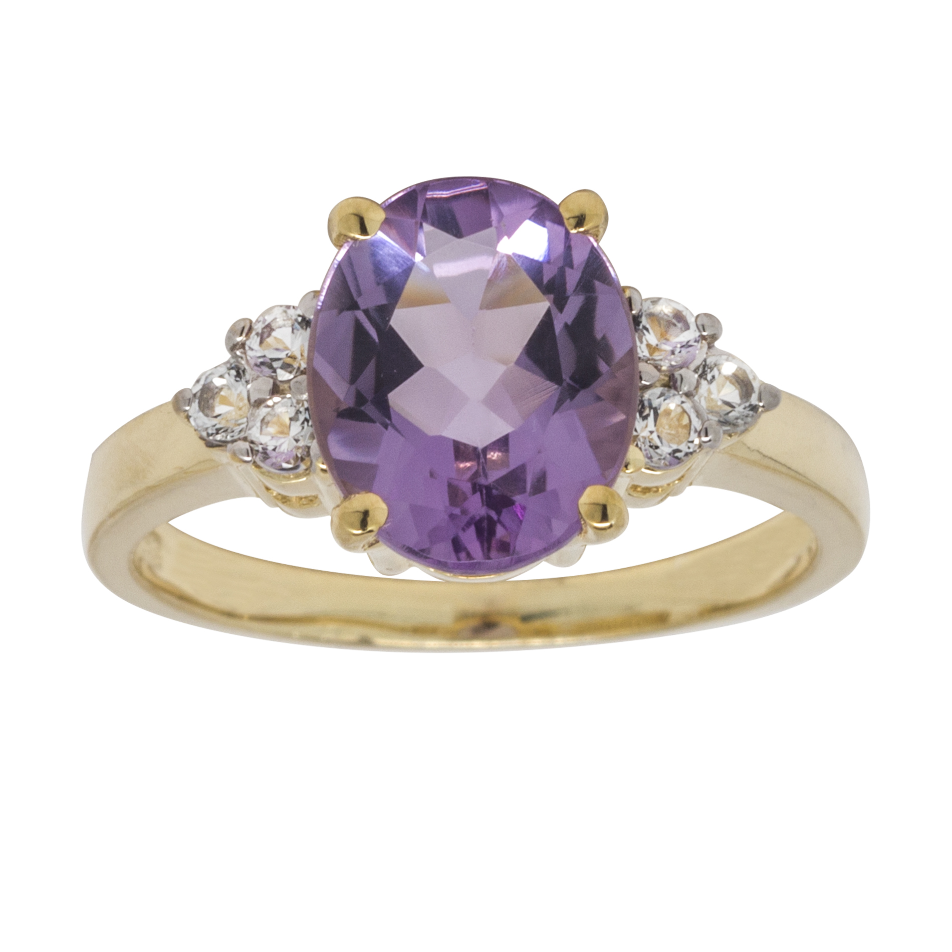 Gold over Sterling Silver Amethyst and White Topaz Ring