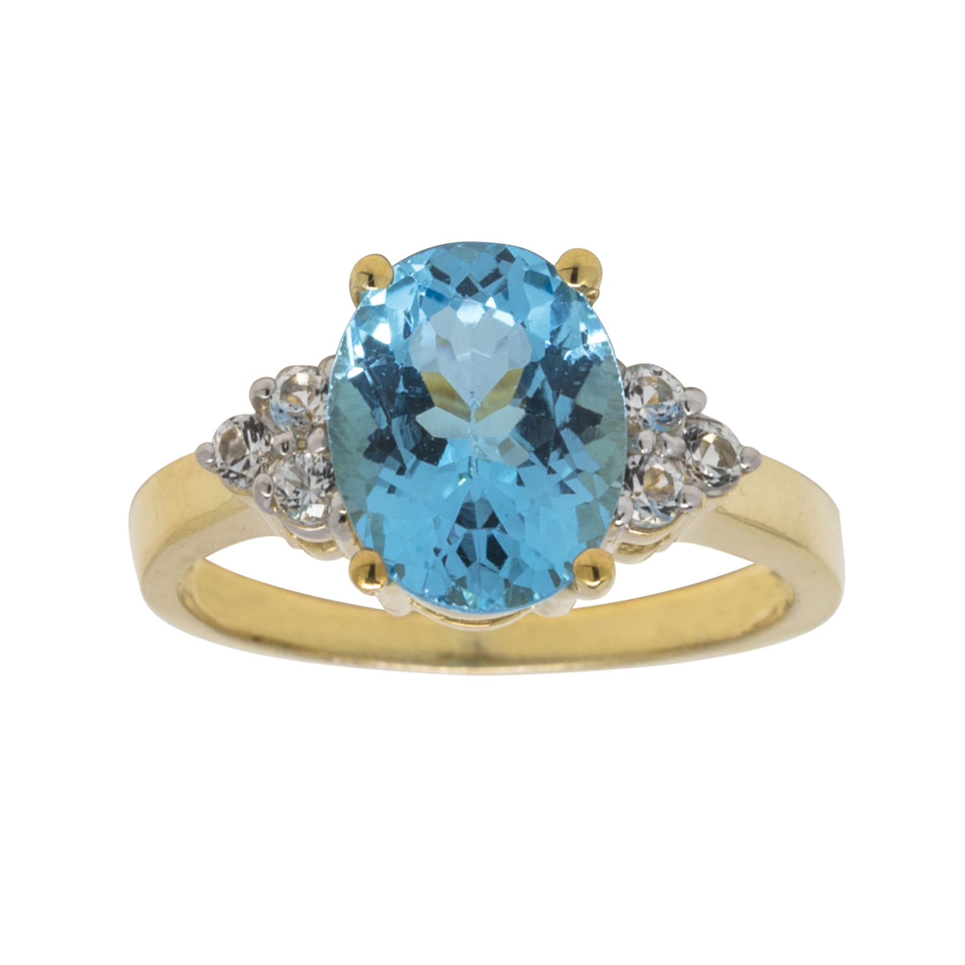 Gold over Sterling Silver Blue and White Topaz Ring