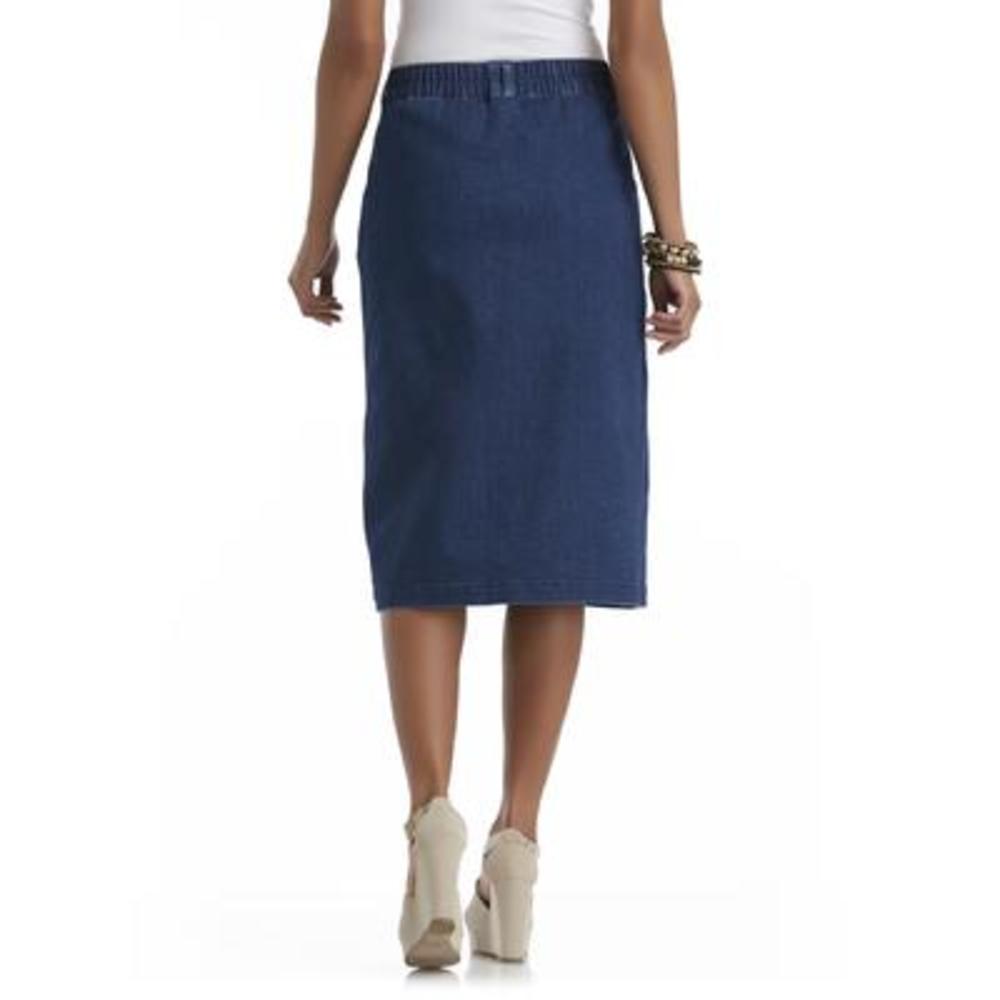 Laura Scott Petite's Button-Front Denim Skirt