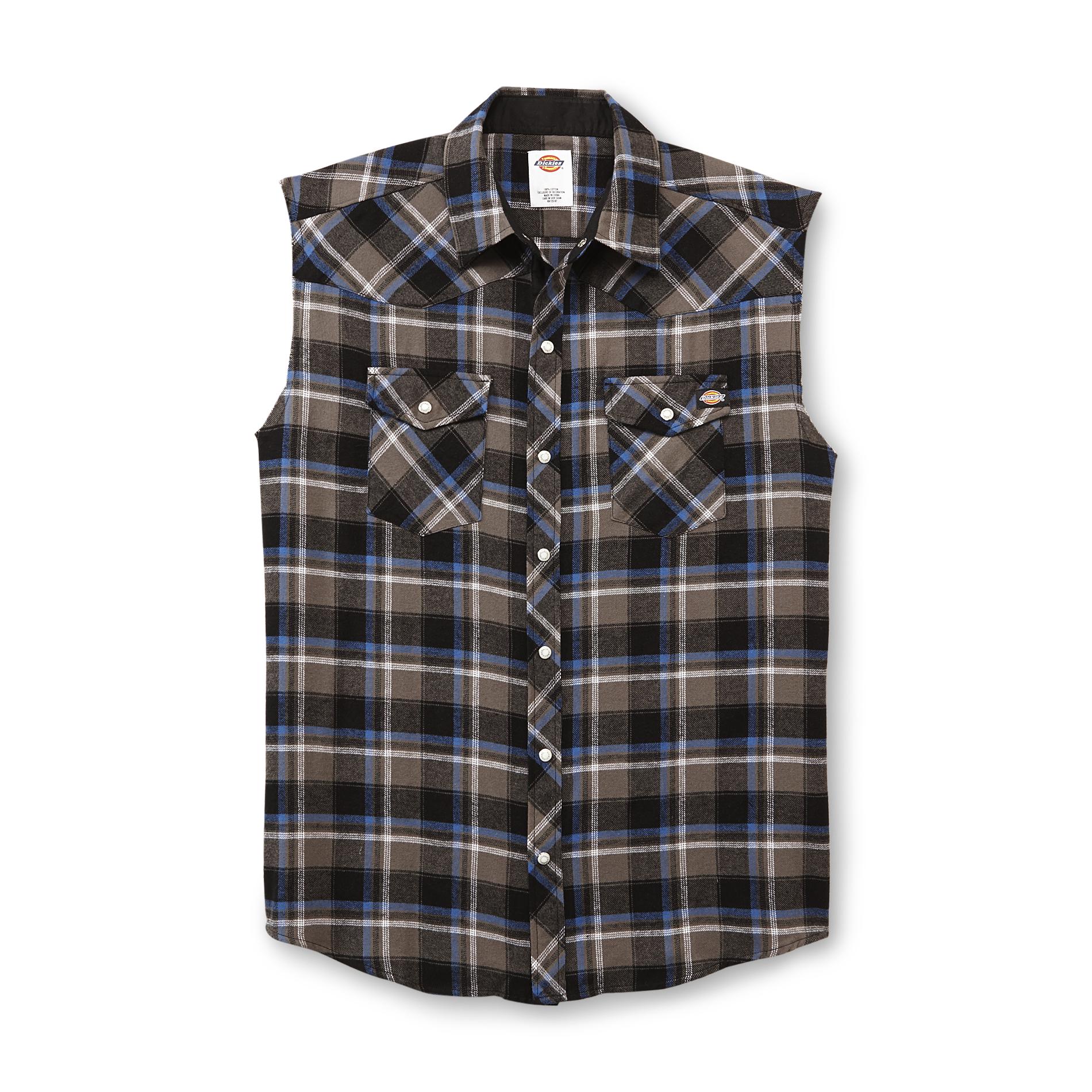 Dickies Young Men's Sleeveless Flannel Shirt - Plaid