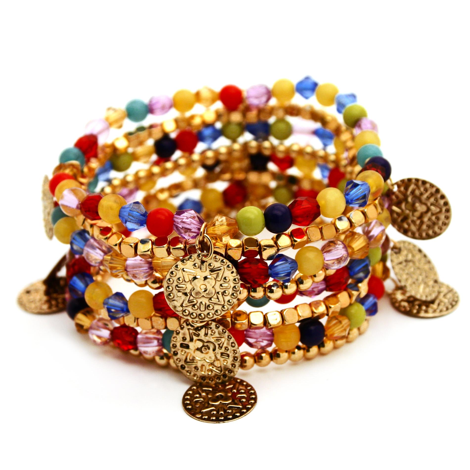 Jaclyn Smith Women's Multicolor Bead Bracelet - Discs