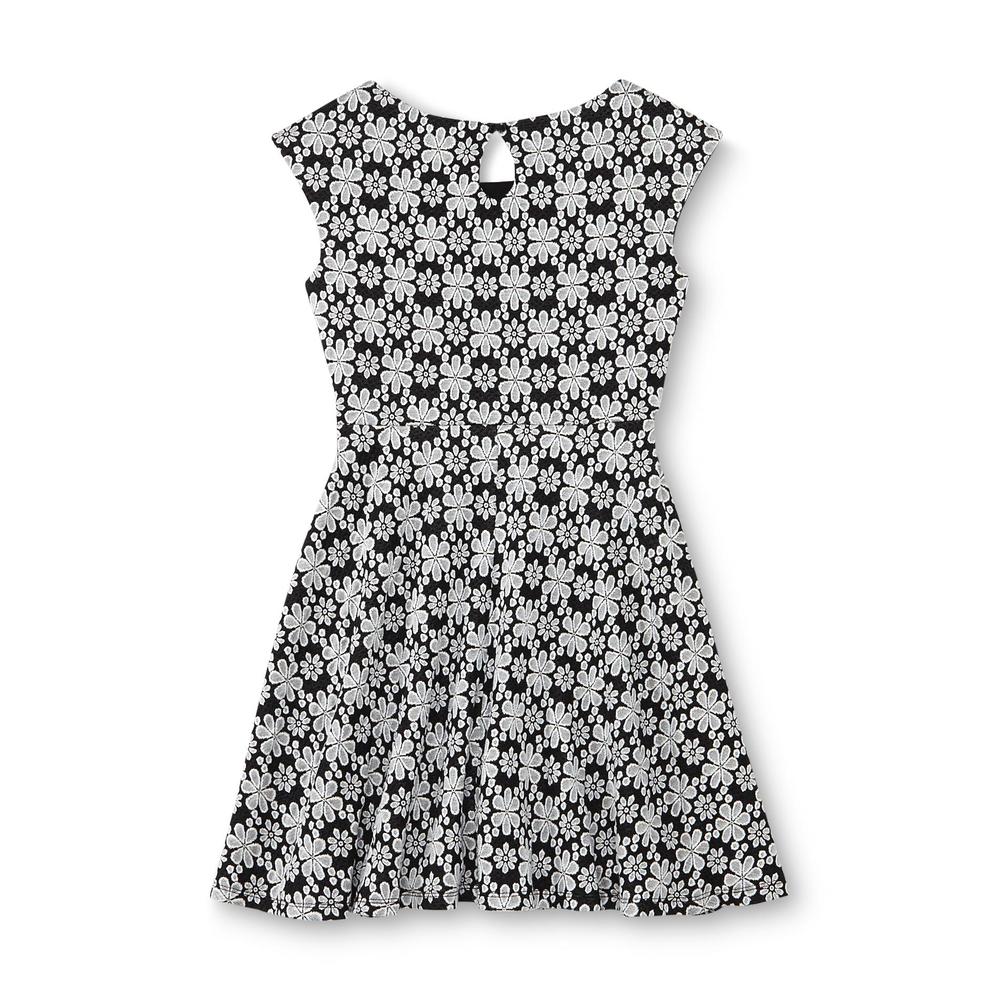 Speechless Girl's Textured Knit Dress & Necklace - Floral