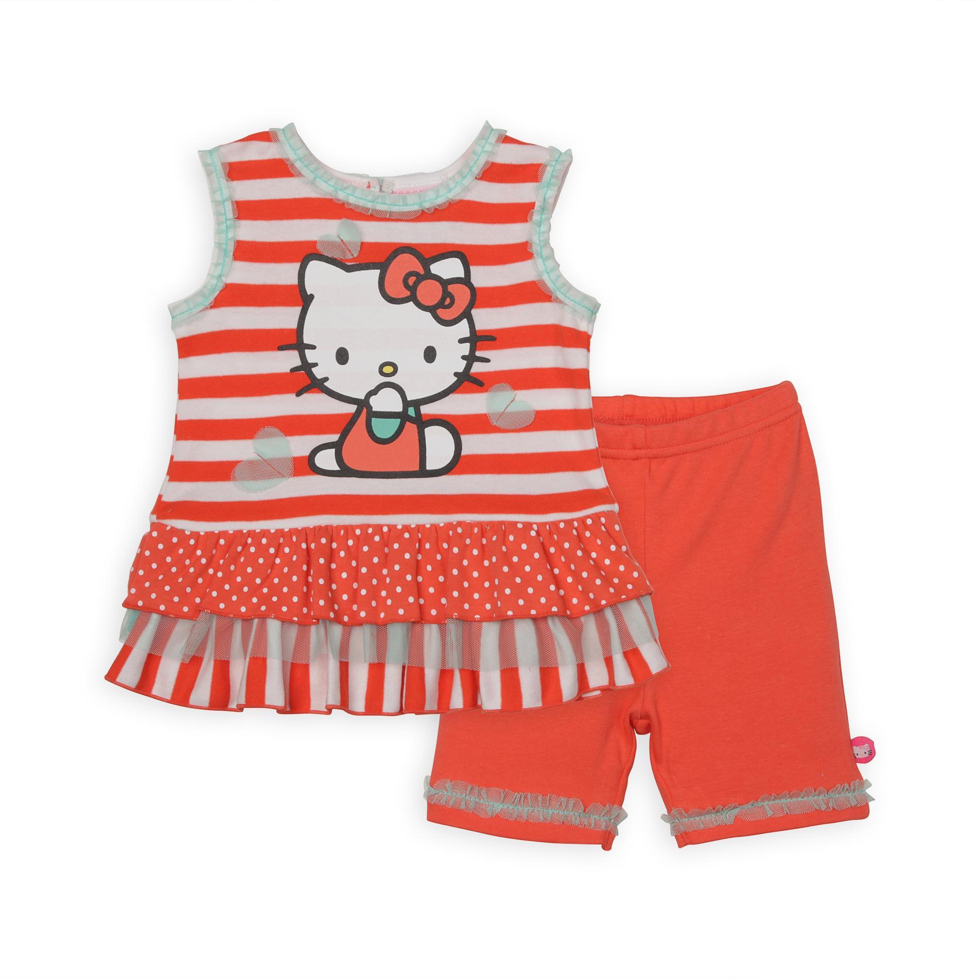 Hello Kitty Infant & Toddler Girl's Peplum Tank Top & Knit Shorts
