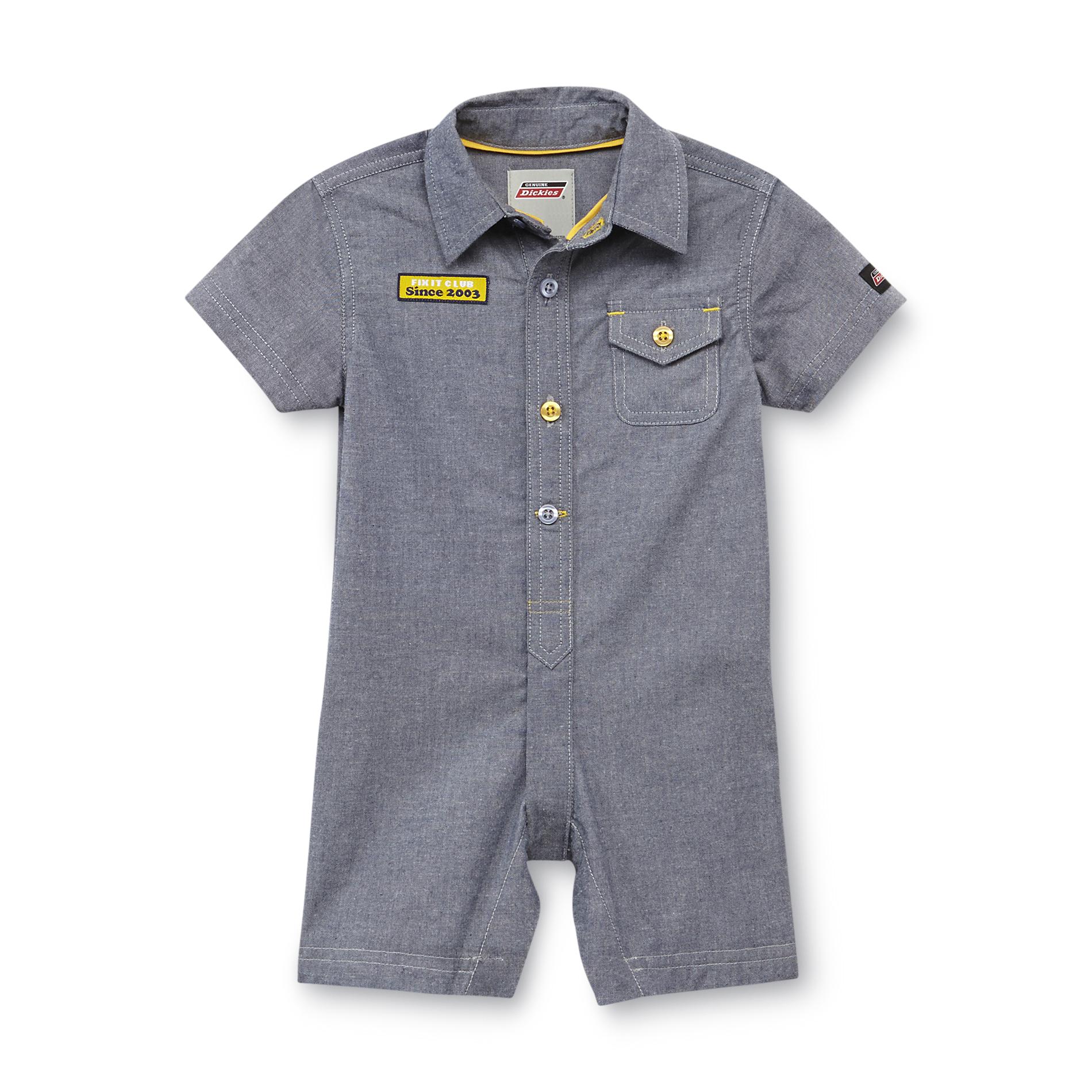 Dickies Newborn Boy's Chambray Romper Motorcycle
