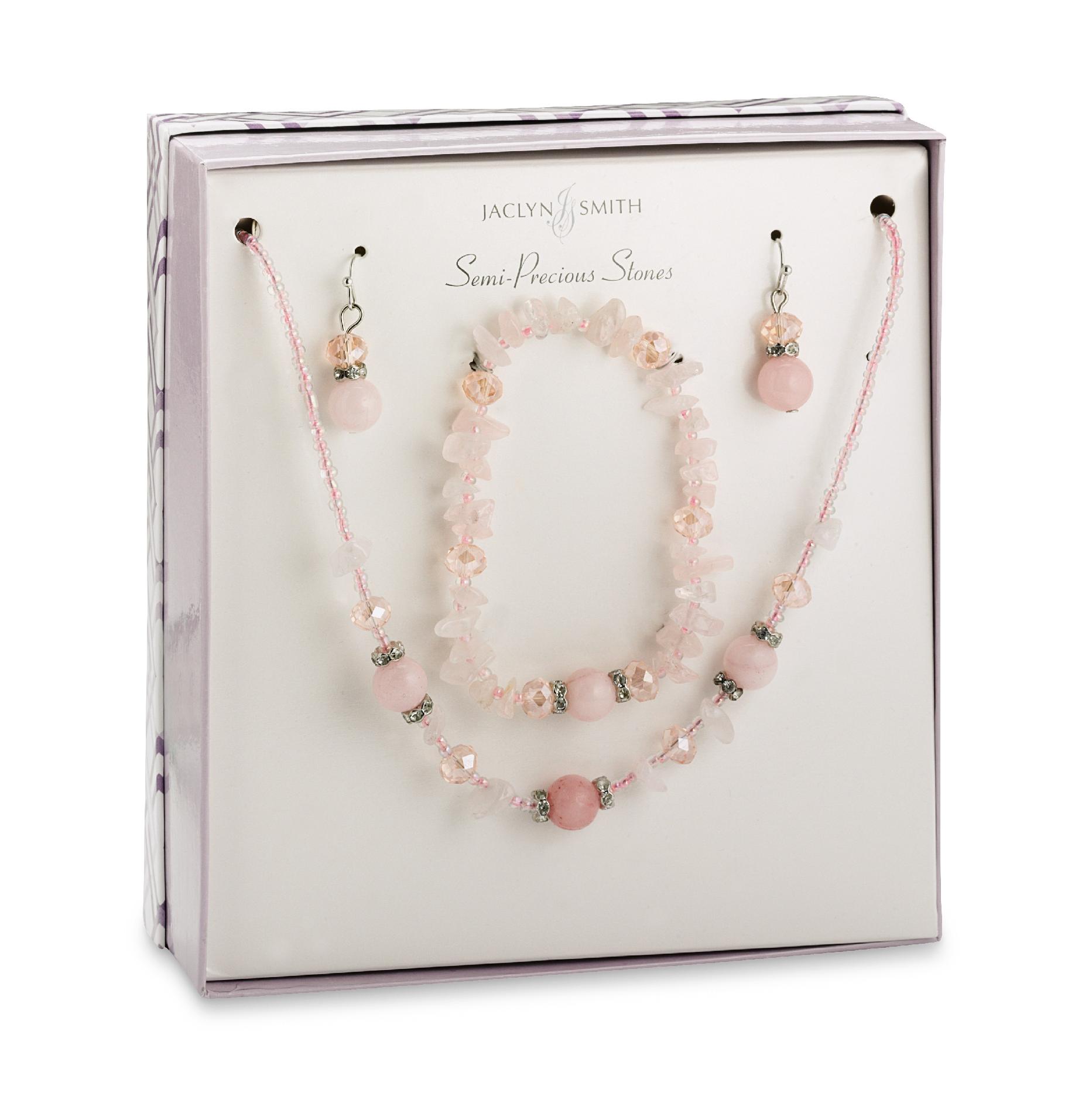 Jaclyn Smith Women's Semiprecious Stones Cluster Necklace  Bracelet & Earrings