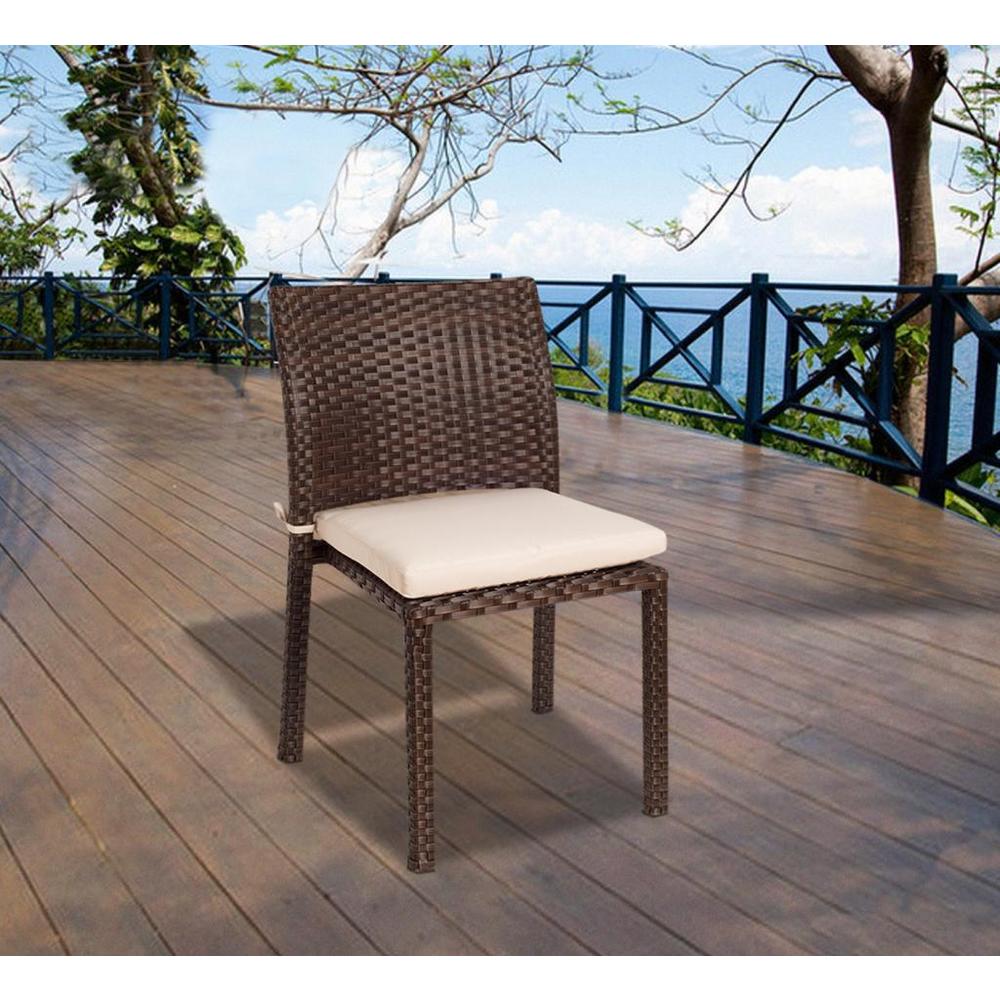 Amazonia Baldwin 9 Piece Eucalyptus/Synthetic Wicker Extendable Rectangular Patio Dining Set with Off-White Cushions
