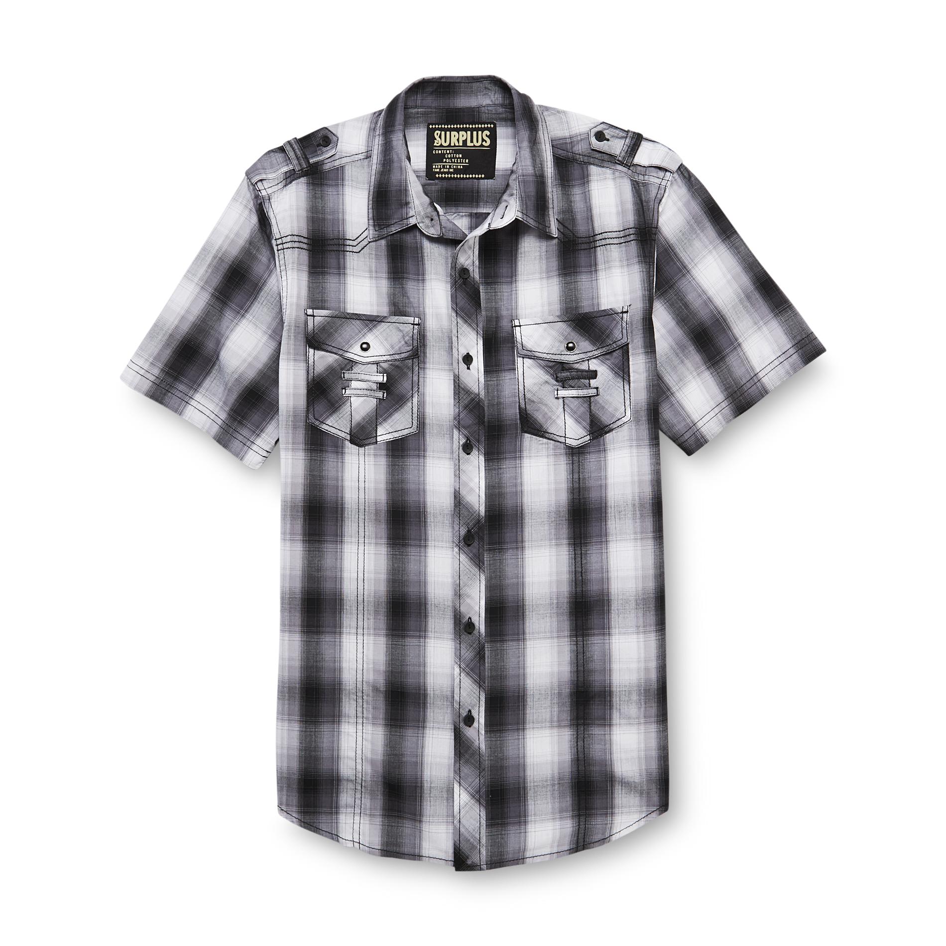 Machine Young Men's Short-Sleeve Button-Front Shirt - Plaid