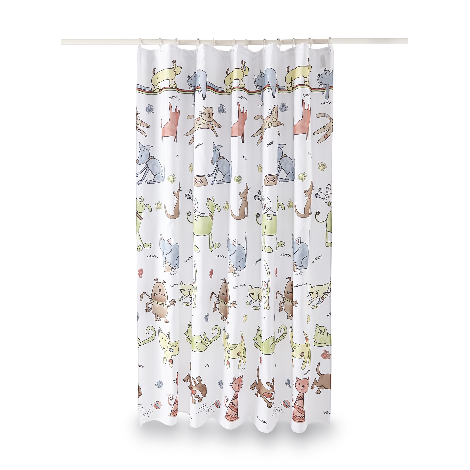 Essential Home Cats And Dogs Fabric Shower Curtain