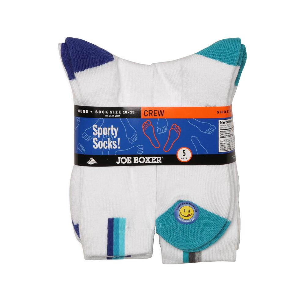 Joe Boxer Men's 5-Pairs Crew Socks - Striped & Colorblock