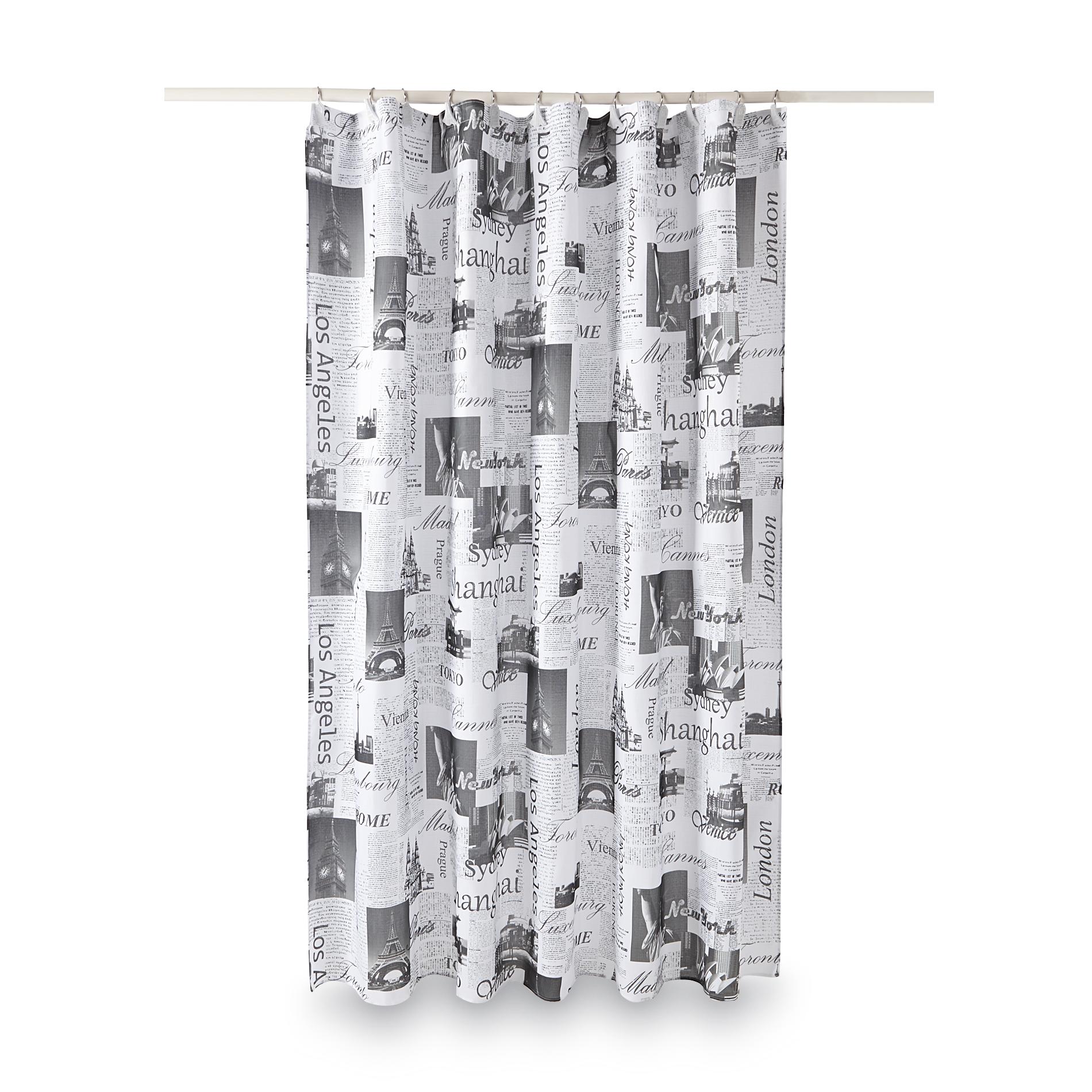 Essential Home Fabric Shower Curtain - Postcards