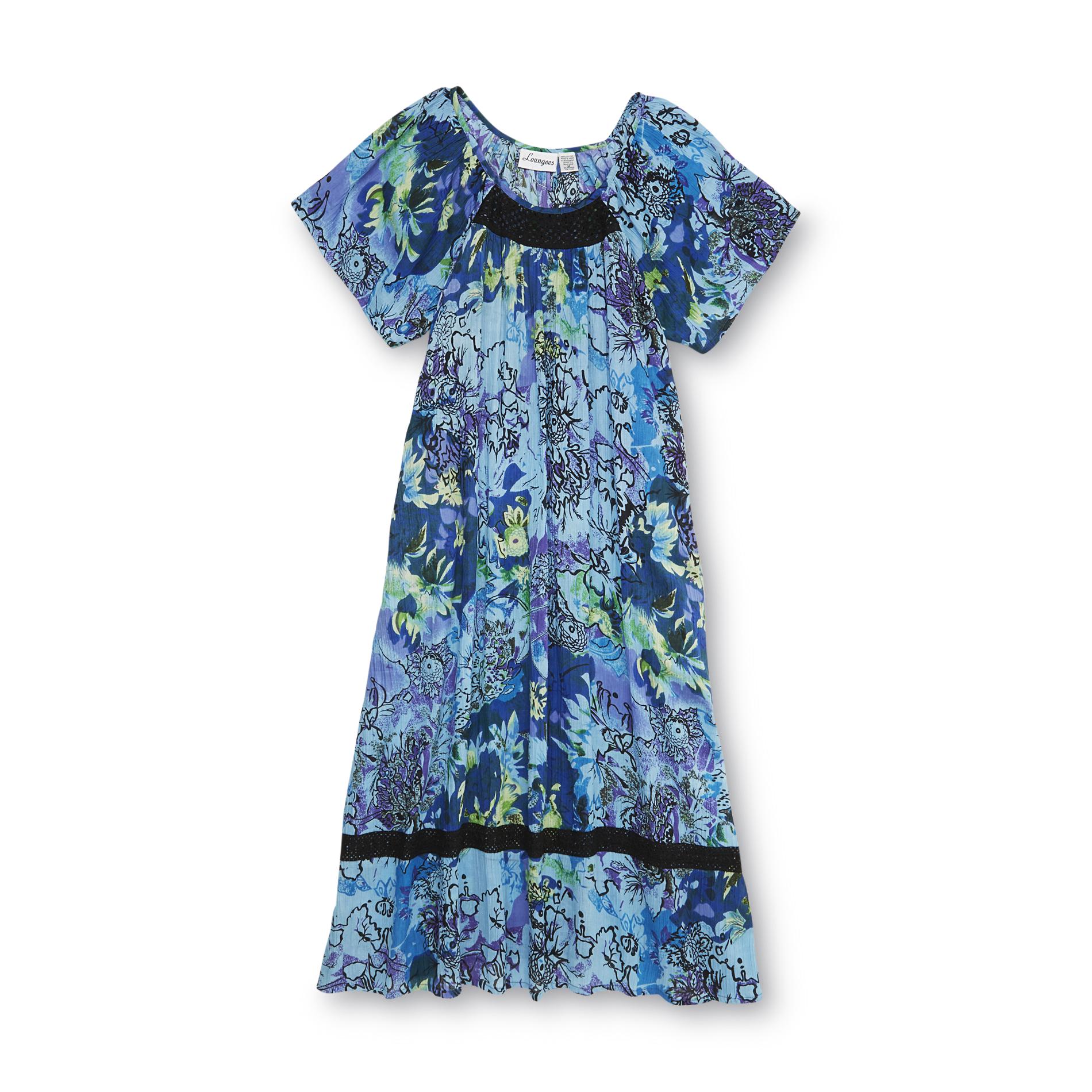 Loungees Women's Lounge Dress - Floral Watercolor