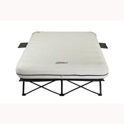 Coleman Camping Cot, Air Mattress & Pump Combo | Folding Cot with Side Tables, Air Bed & Battery Pump, Queen