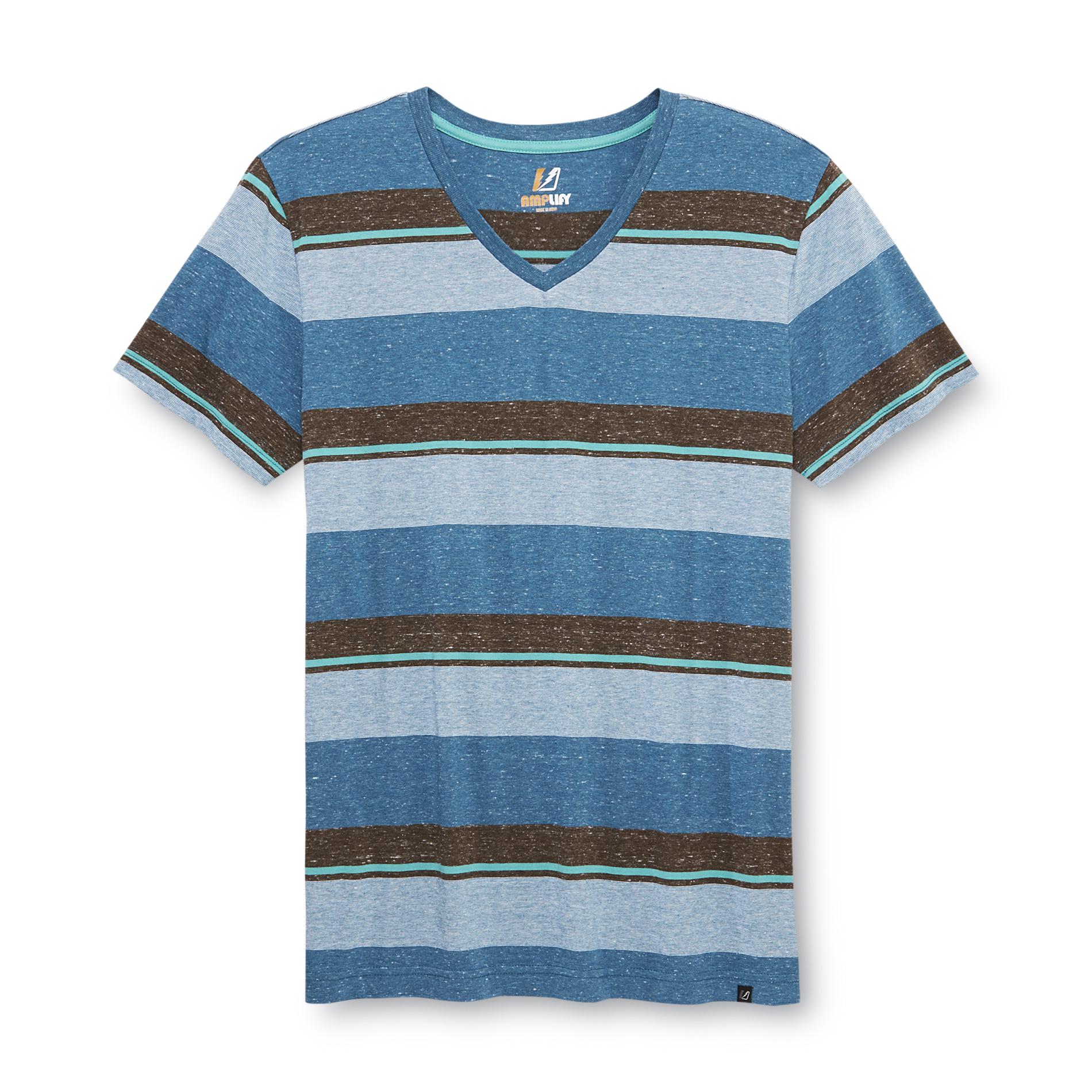 Amplify Young Men's Heathered V-Neck T-Shirt - Striped