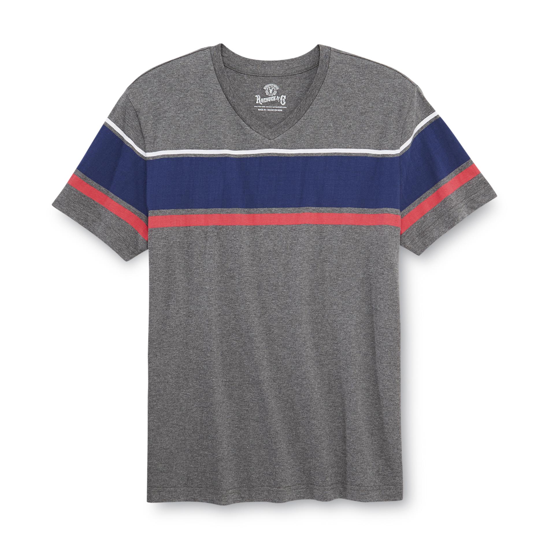 Roebuck & Co. Young Men's V-Neck T-Shirt - Striped