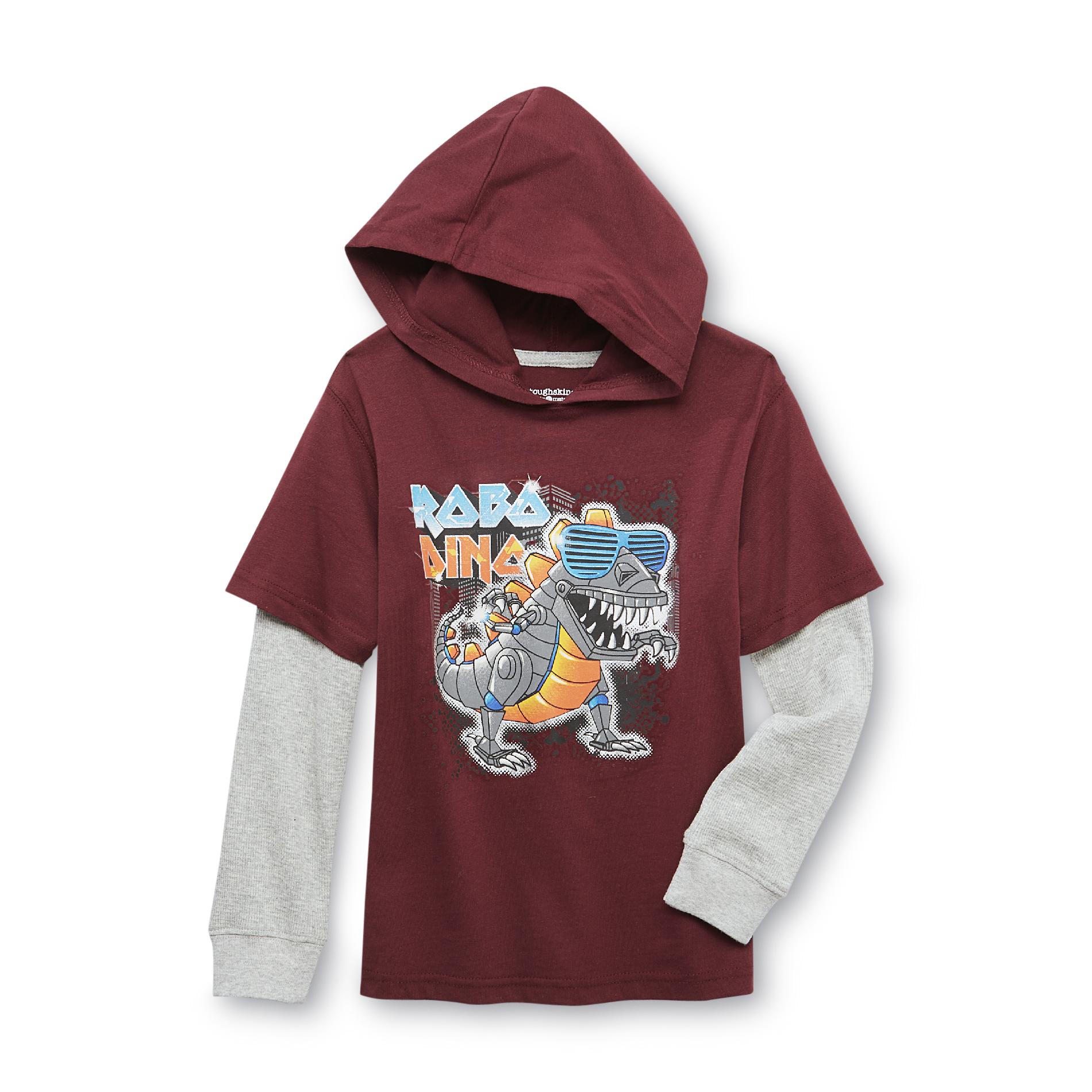 Toughskins Boy's Hooded Graphic T-Shirt - Robo Dino