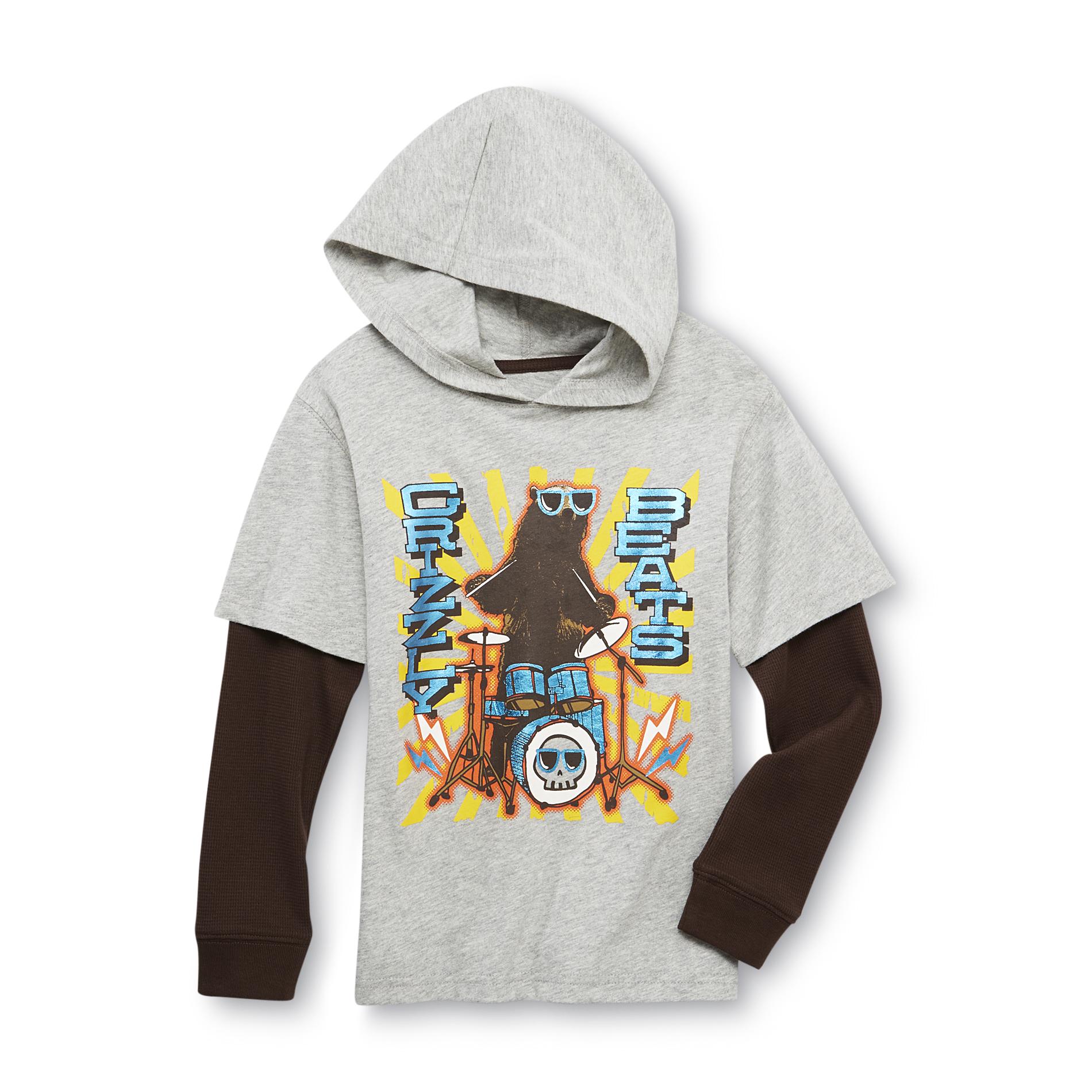 Toughskins Boy's Hooded Graphic T-Shirt - Grizzly Beats