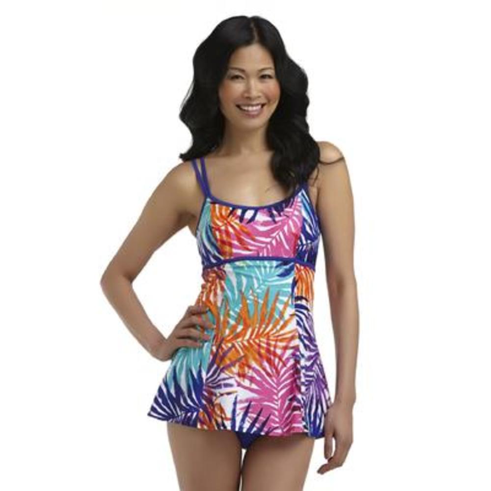 Jaclyn Smith Women's Skirtini Swimsuit - Palm Leaves
