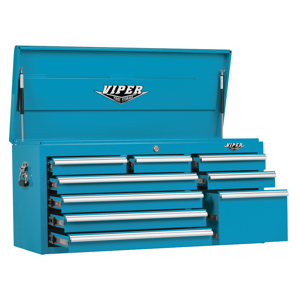 Viper Tool Storage 41-inch 9 Drawer 18G Steel Top Chest, Teal
