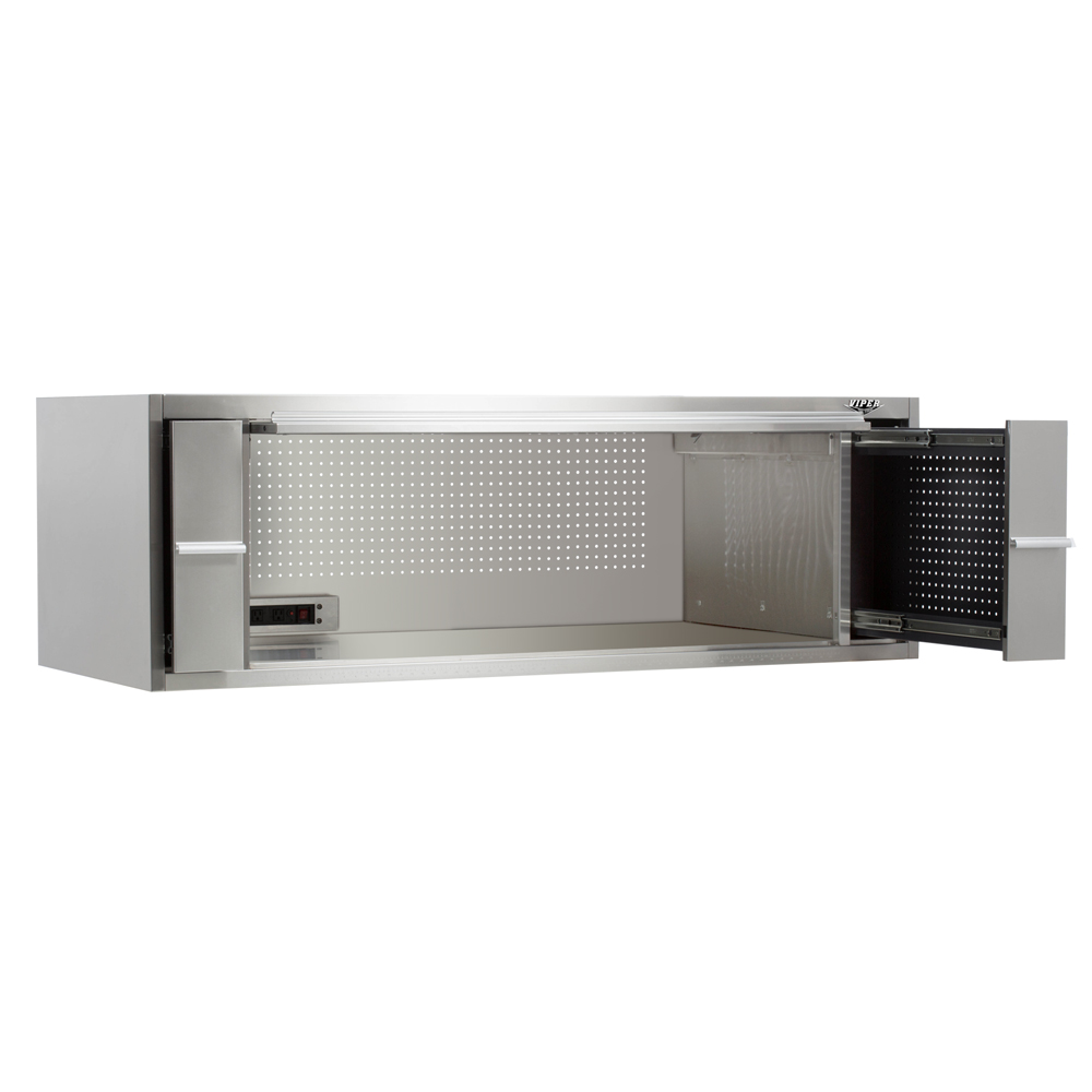 Viper Tool Storage 72-Inch PRO Series 2 Drawer 16G Steel Top Hutch, 304 Stainless Steel