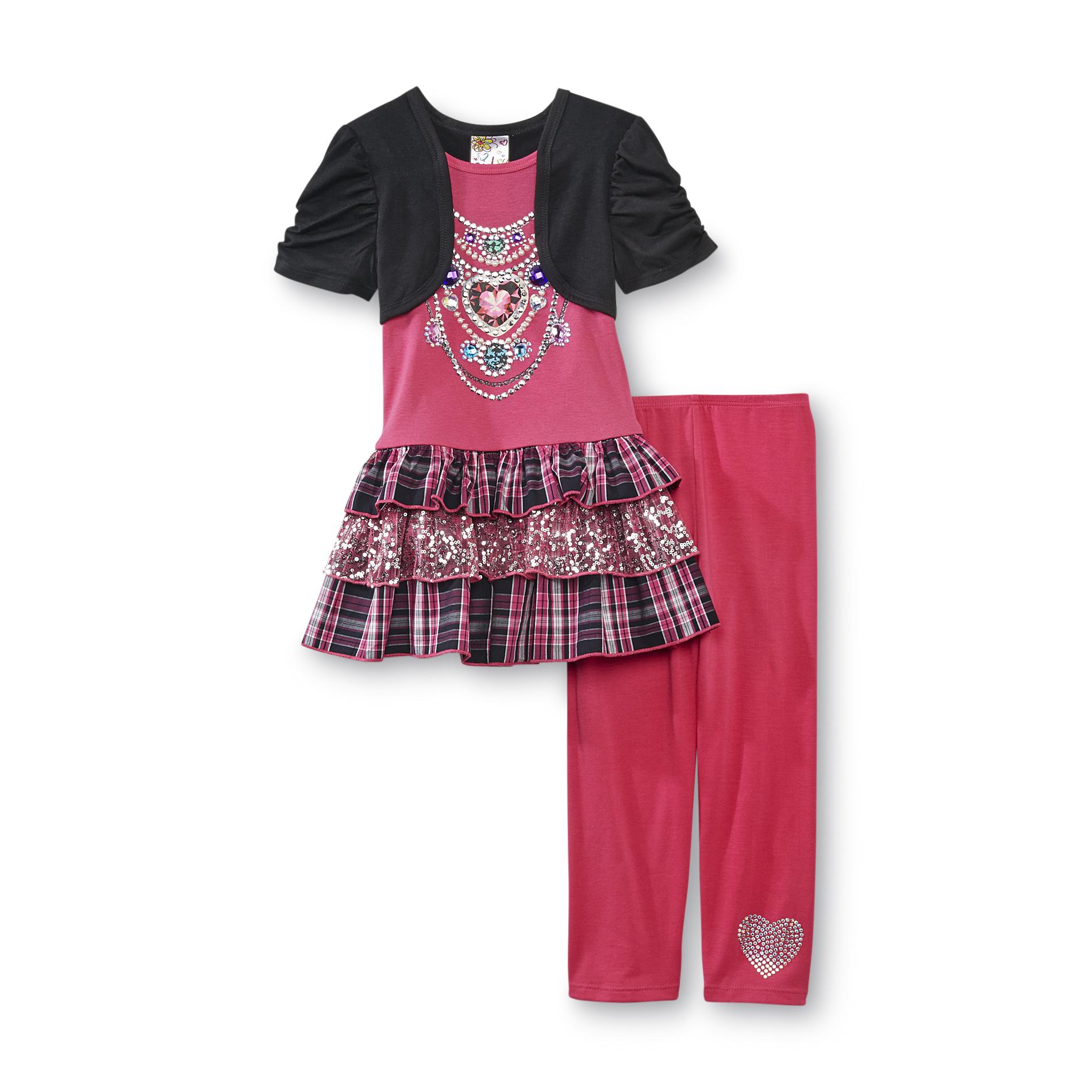 Girl Code Girl's Tiered Tunic & Leggings - Necklaces