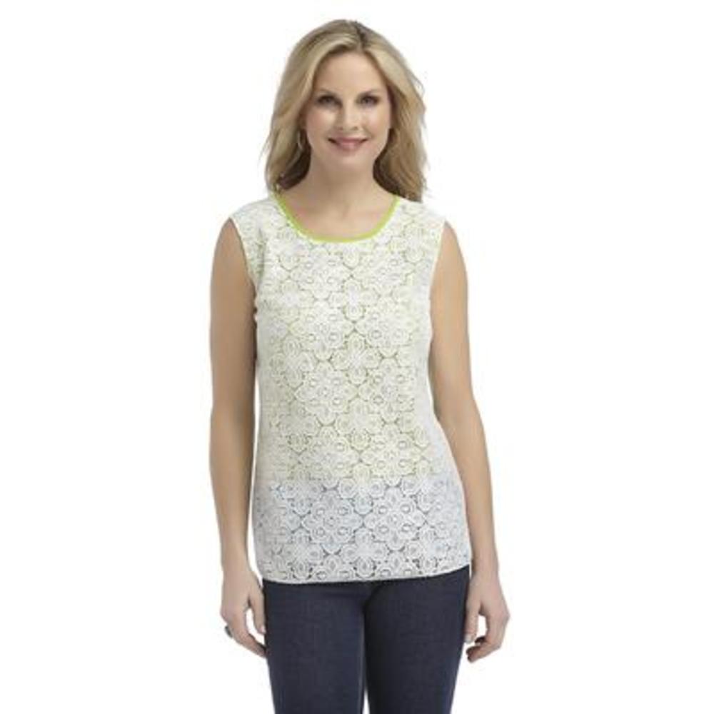 Jaclyn Smith Women's Lace Front Tank Top