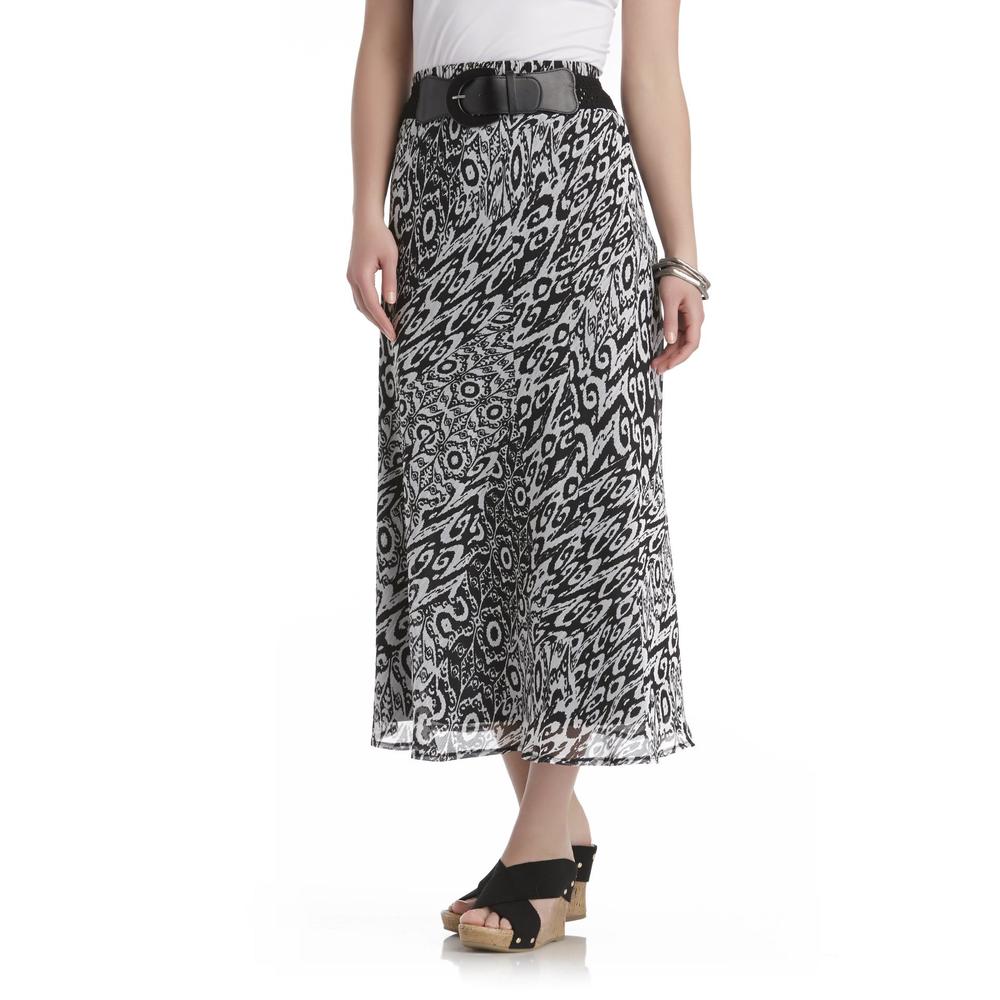 Covington Petite's Maxi Skirt & Crochet Belt - Abstract