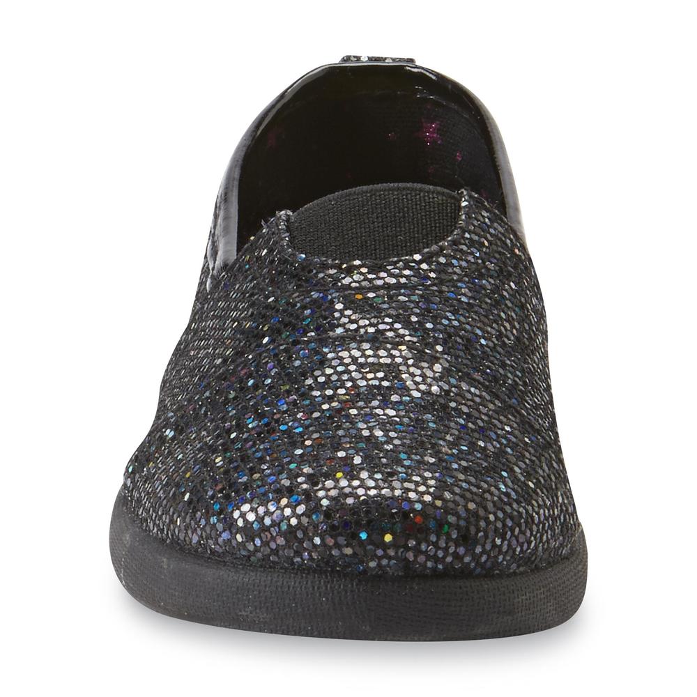 Joe Boxer Toddler Girl's Brooklyn Black Glittered Canvas Shoe