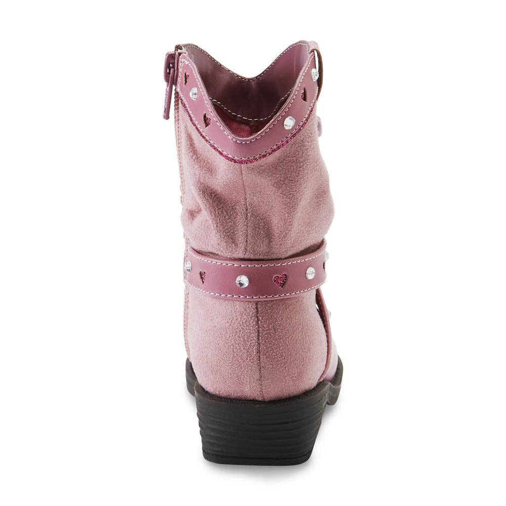 WonderKids Girls' Sonata Pink Glitter Cowboy Boot