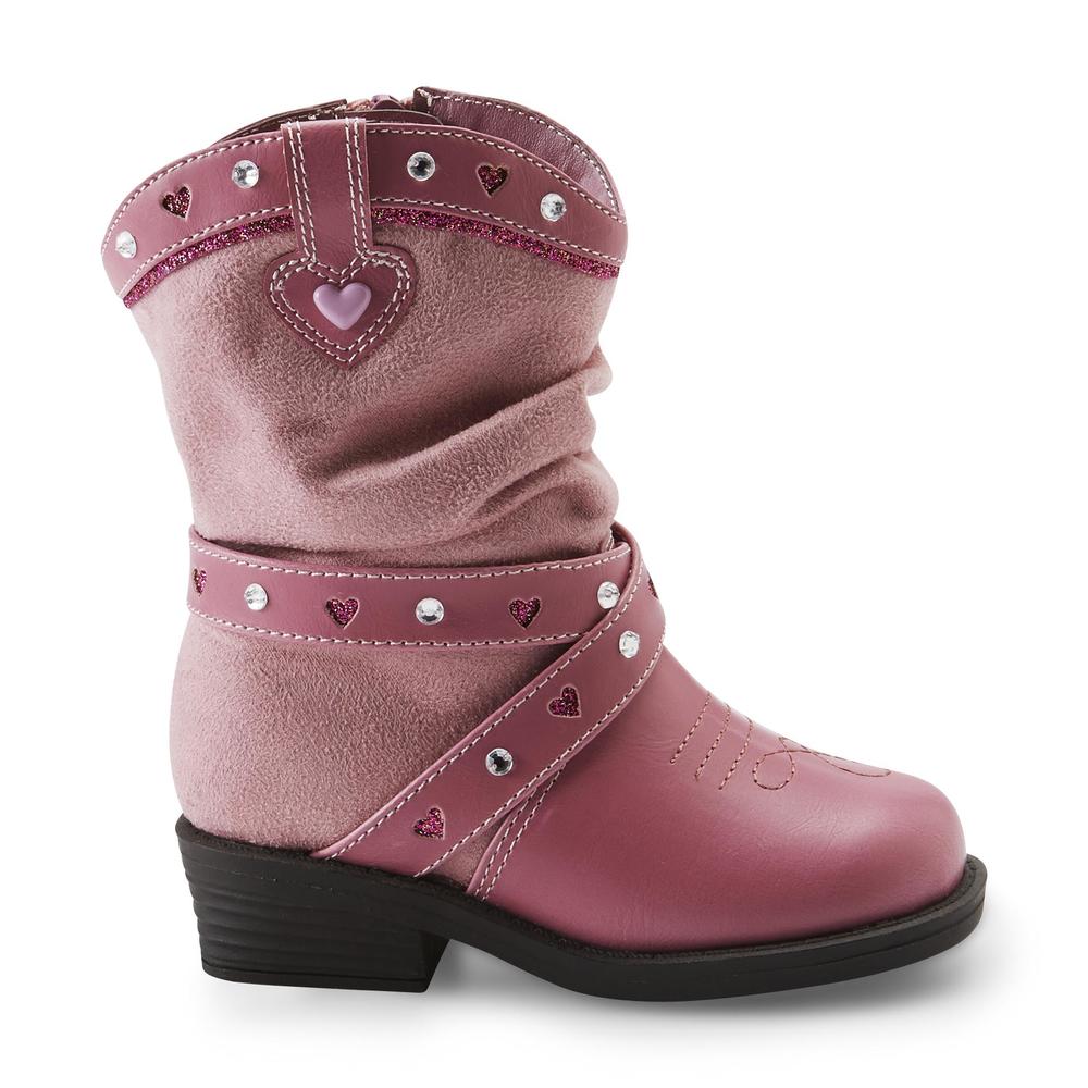 WonderKids Girls' Sonata Pink Glitter Cowboy Boot