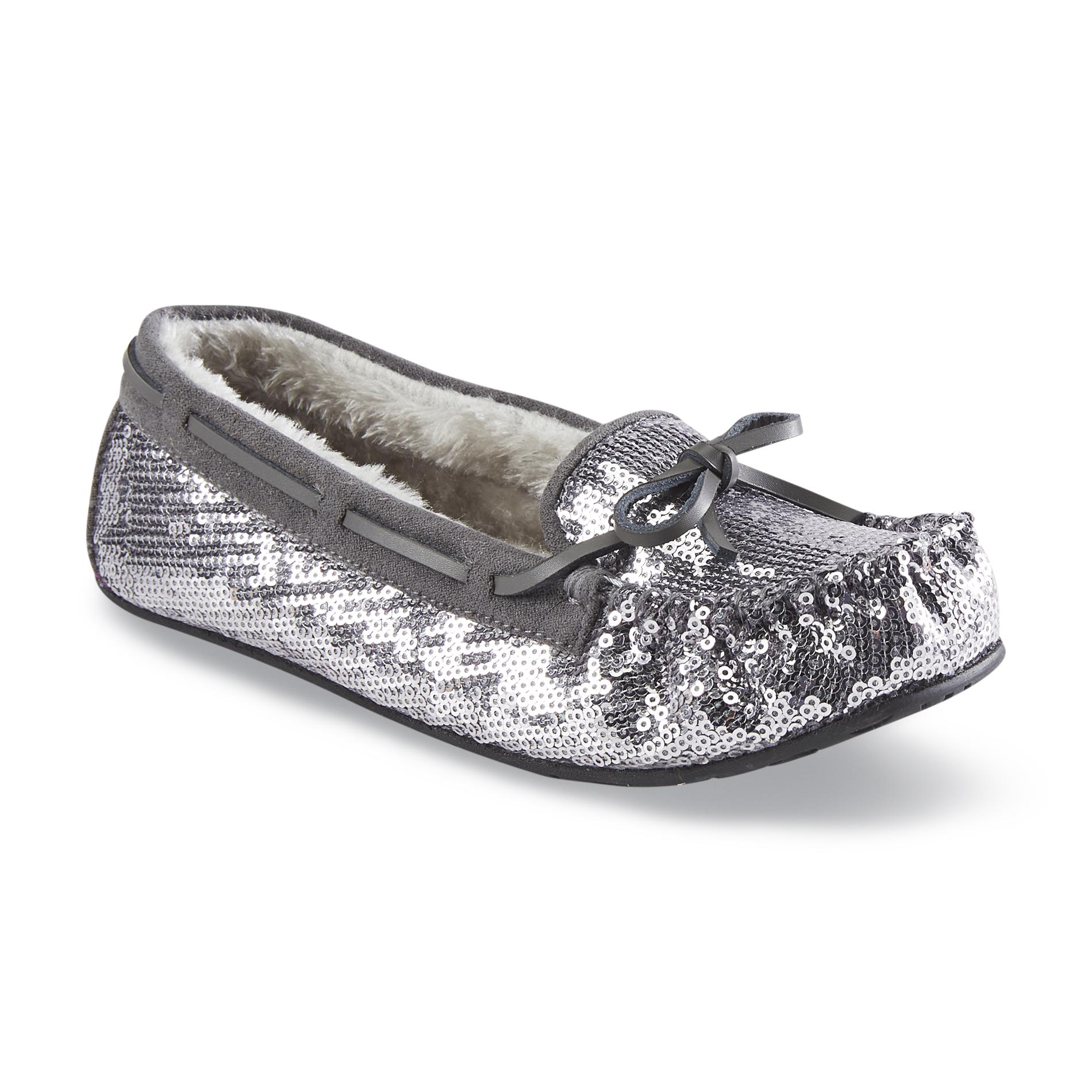 Route 66 Women's Milah Pewter/Sequined Moccasin Slipper