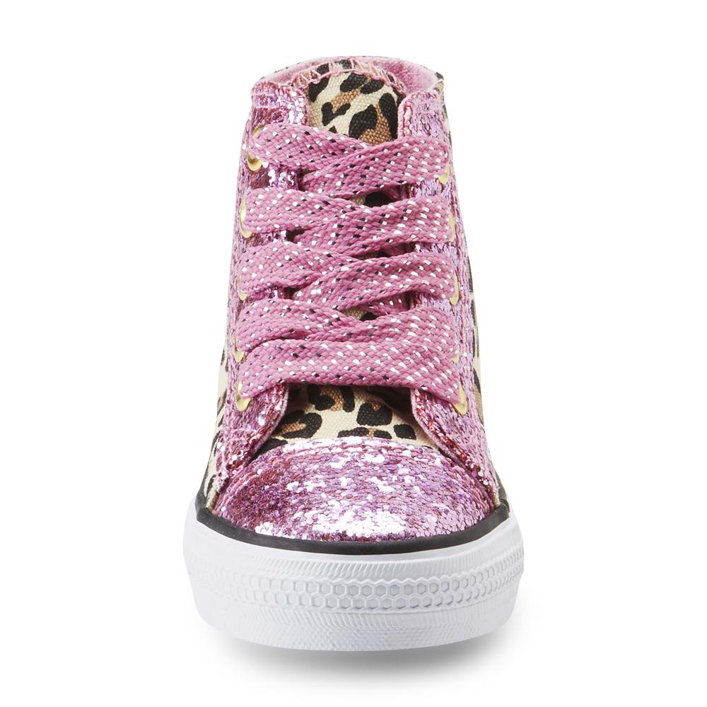 Bongo Toddler Girl's Chantae Leopard/Pink Metallic Canvas Shoe