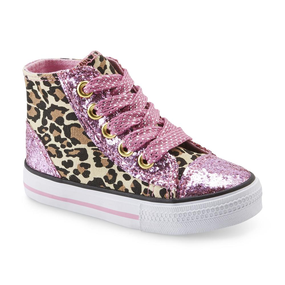 Bongo Toddler Girl's Chantae Leopard/Pink Metallic Canvas Shoe
