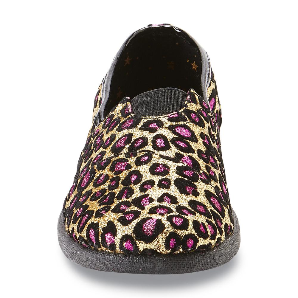 Joe Boxer Girl's Brooklyn Pink & Gold Leopard Print Glittered Casual Shoe
