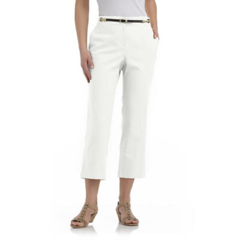 Jaclyn Smith Women's Linen-Blend Cropped Pants