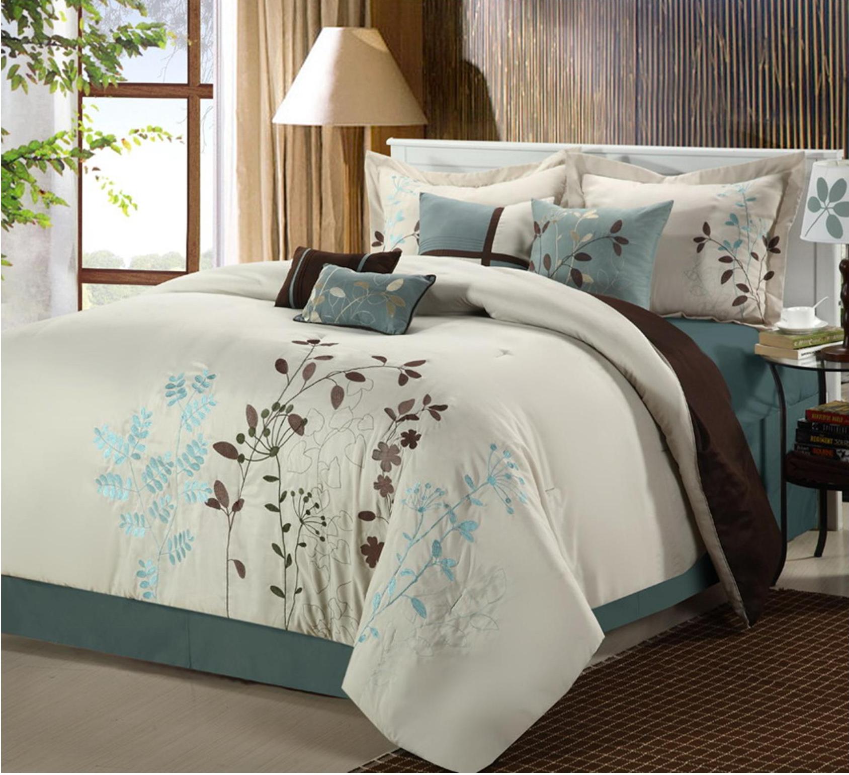 Chic Home Bliss Garden 12 Piece Embroidered Bed in a Bag Comforter Set