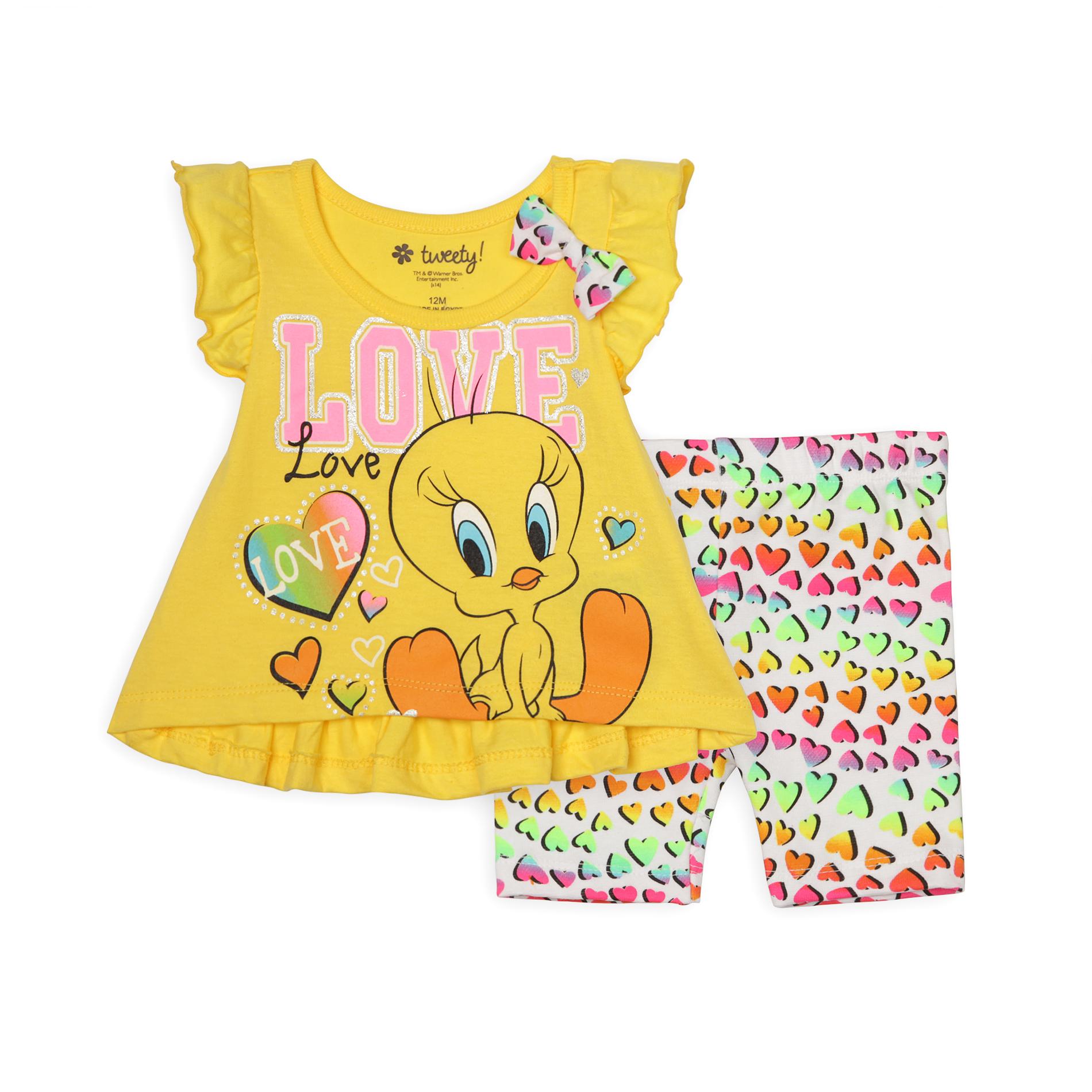 Warner Brothers Infant Girl's Graphic T-Shirt & Bike Shorts - Tweety Bird