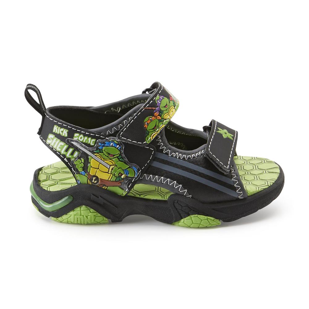 Nickelodeon Teenage Mutant Ninja Turtles Boy's Black/Green Open-Toe Light-Up Athletic Sandals