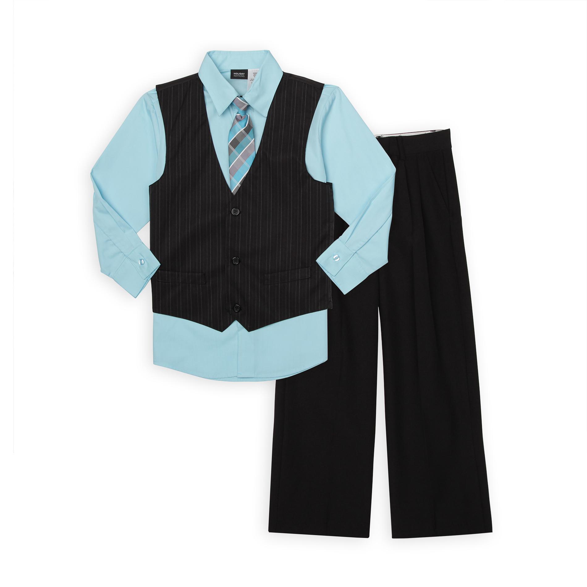 Holiday Editions Boy's Vest  Dress Shirt  Necktie & Pants - Striped