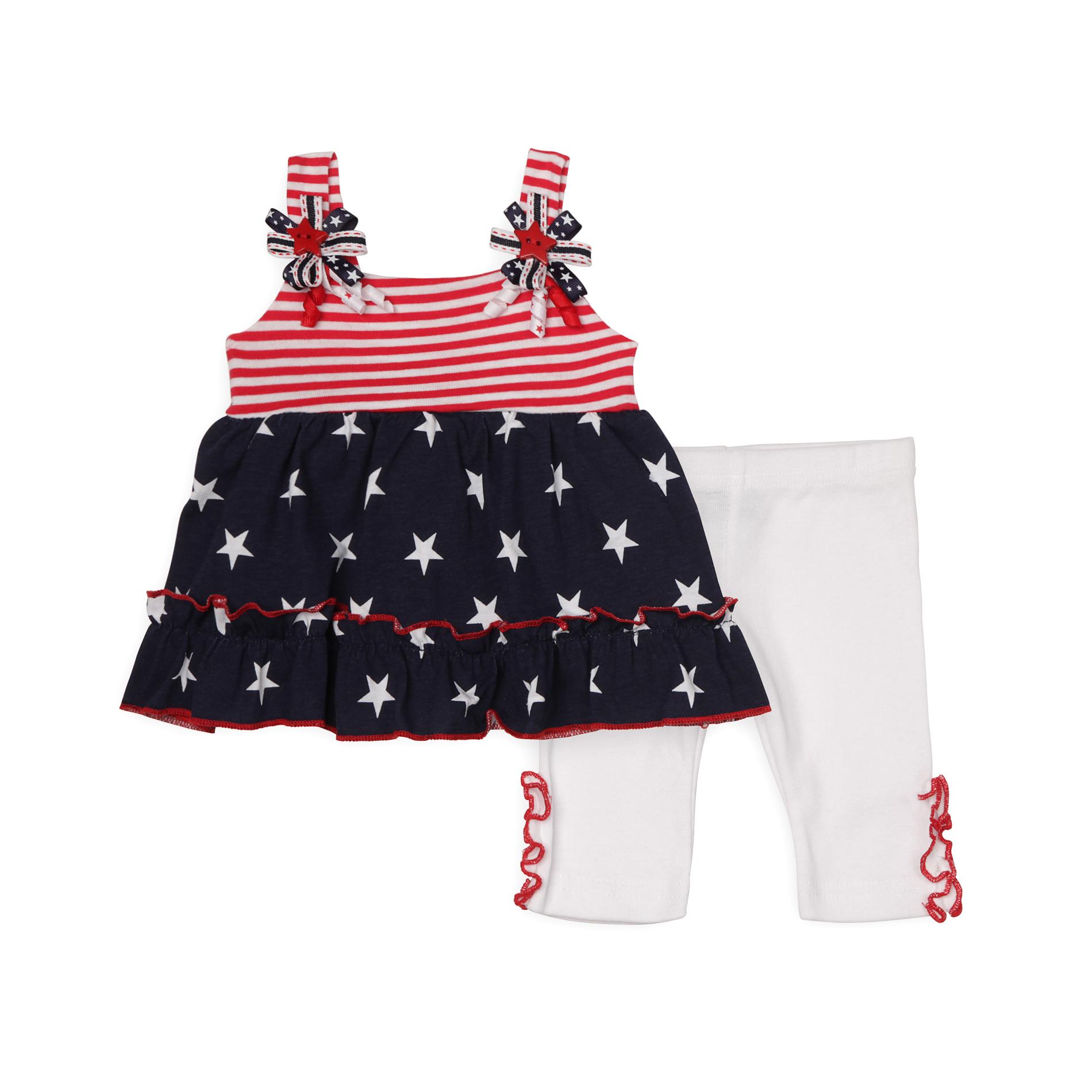 Holiday Editions Newborn Girl's Tunic Top & Leggings - Stars & Stripes