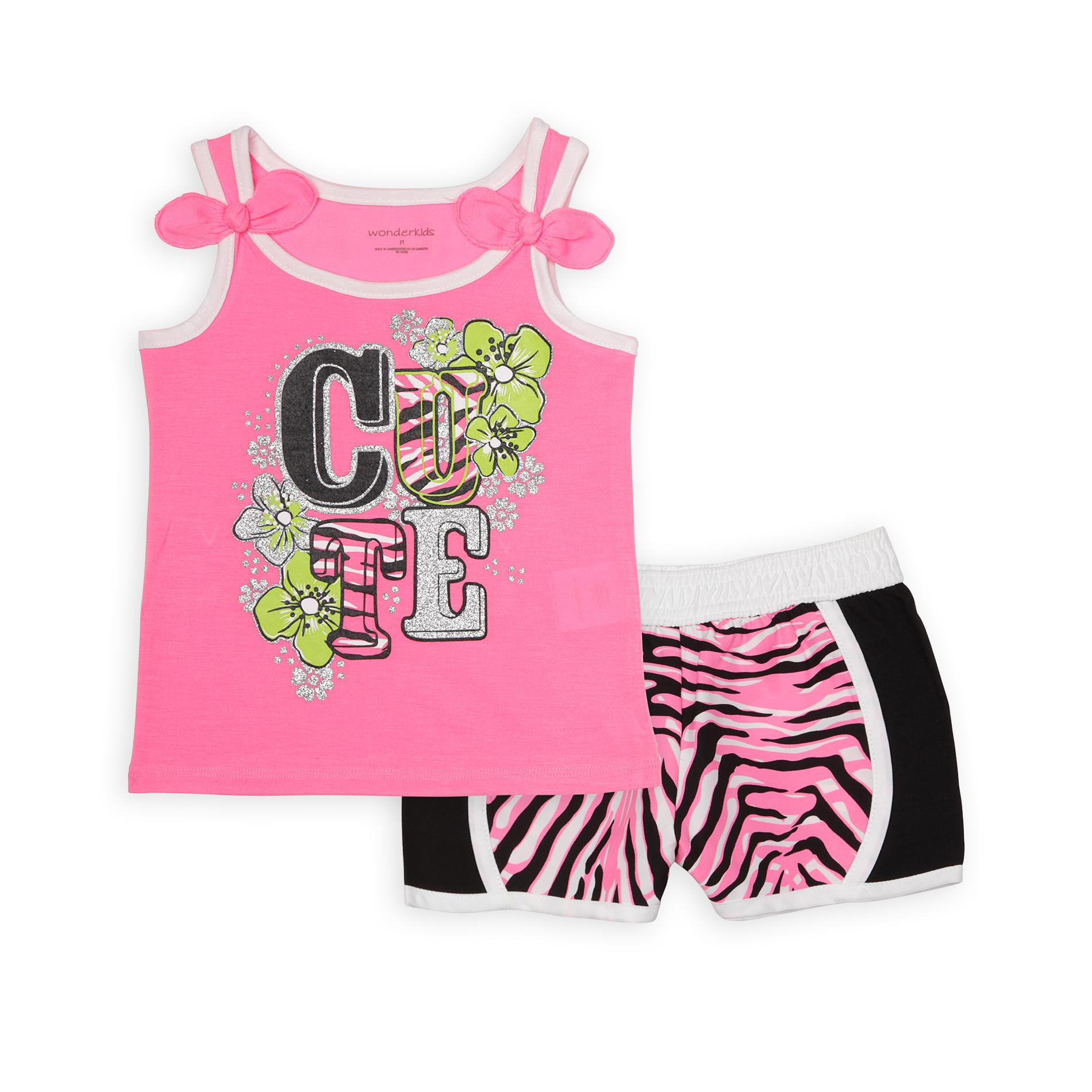 WonderKids Toddler Girl's Tank Top & Shorts - Zebra Print