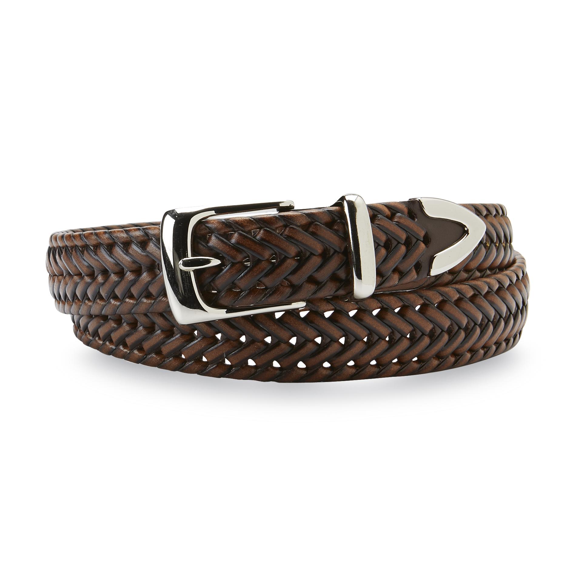 Farah Men's Bonded Leather Braided Belt