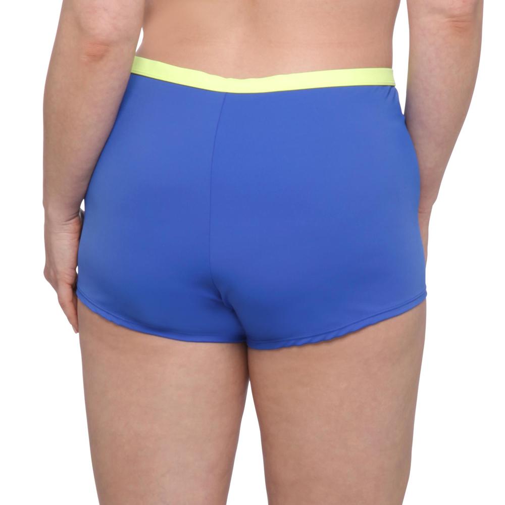 Athletech Women's Plus Athletic Boy Short Swim Bottoms - Colorblock