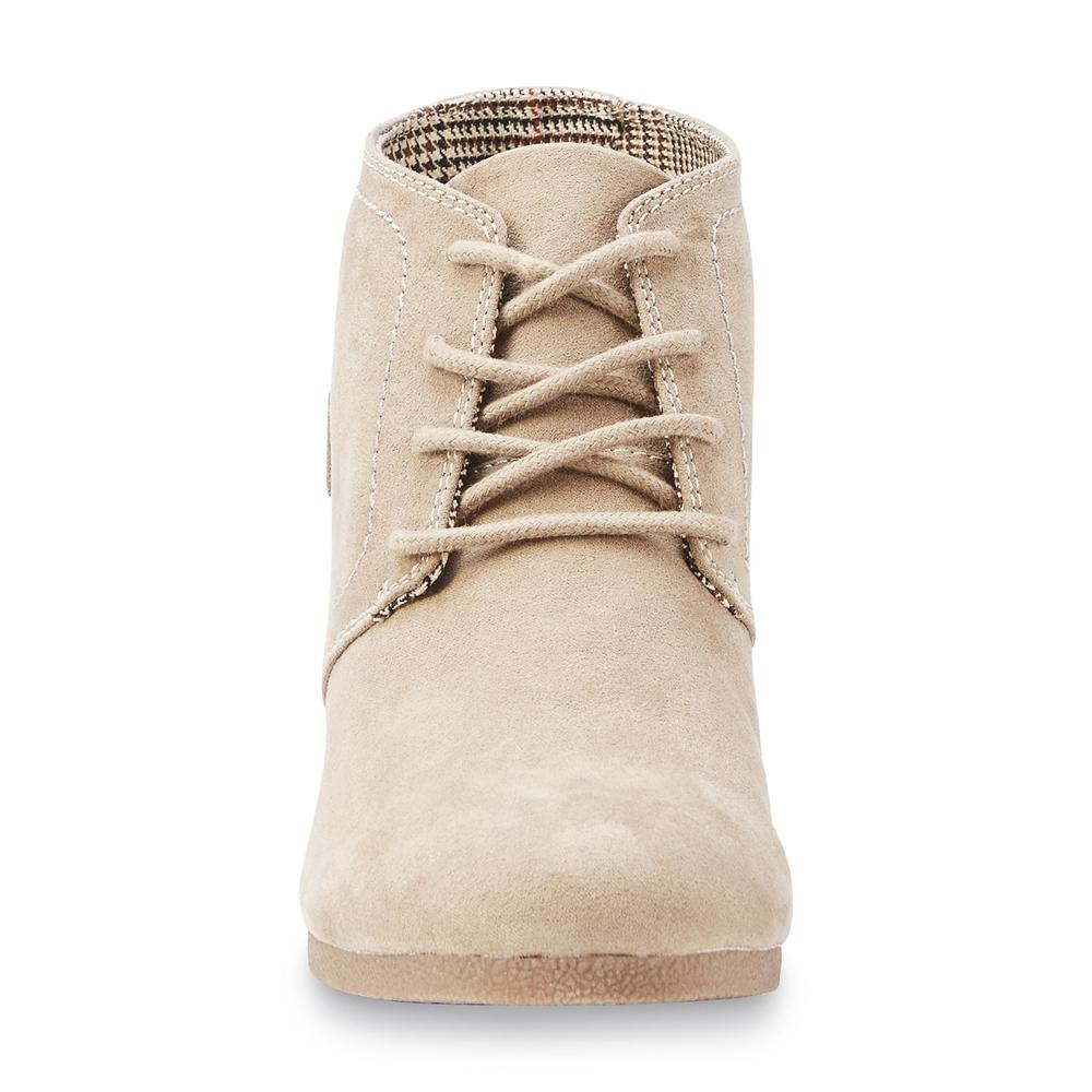 Route 66 Women's Taupe Lace Up Front Wedge Bootie